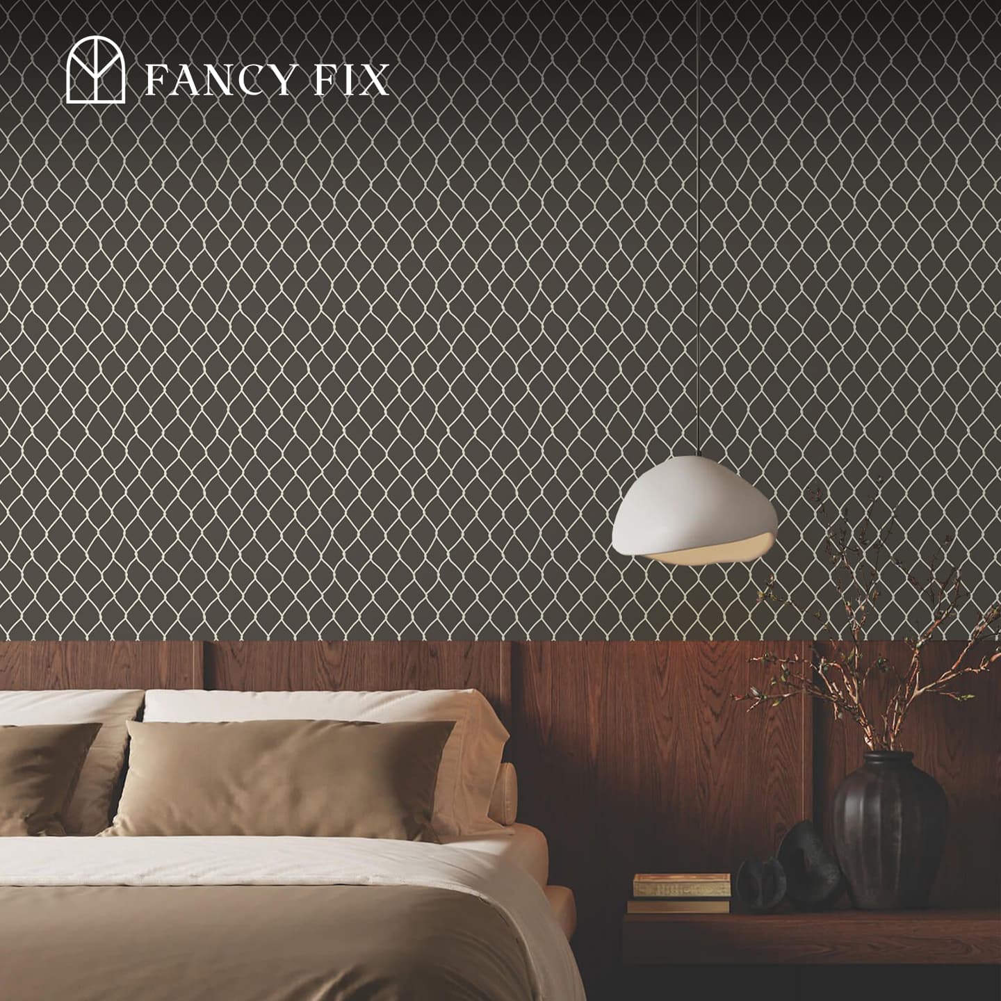 Papier peint adhésif Blue Flow Linearity – Géométrie moderne en beige mat et bleu marine