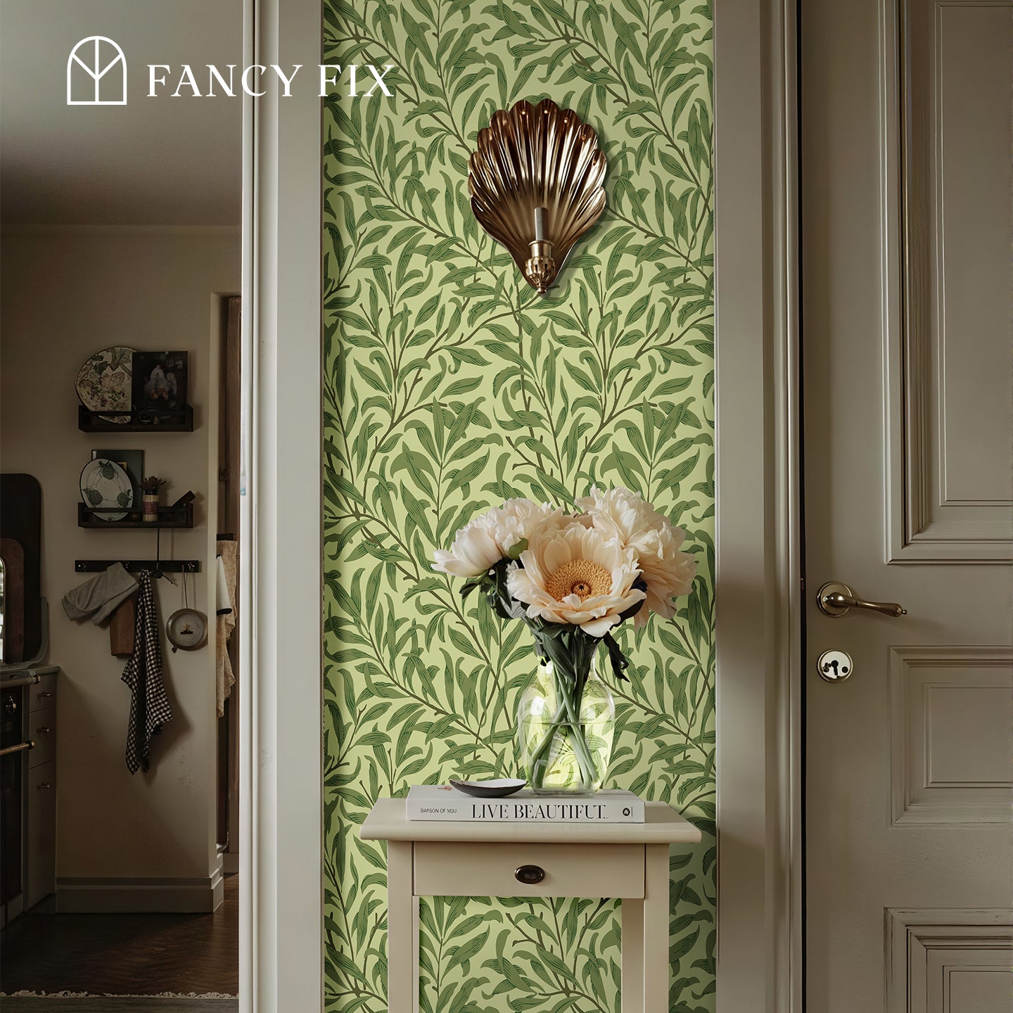 Willow(cream-colored/Blue/Green) Boughs Peel And Stick Wallpaper – Self - Adhesive Vinyl Roll for Accent Walls