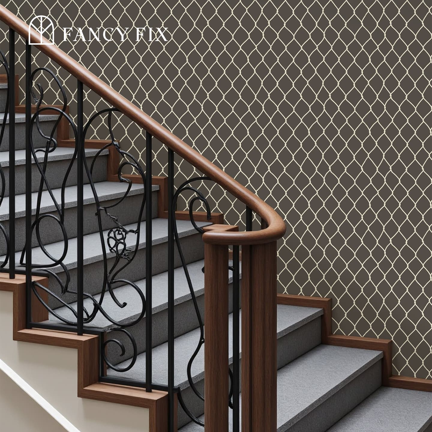Wave Grid Peel And Stick Wallpaper – Matte Black Geometric Flow for Accent Walls
