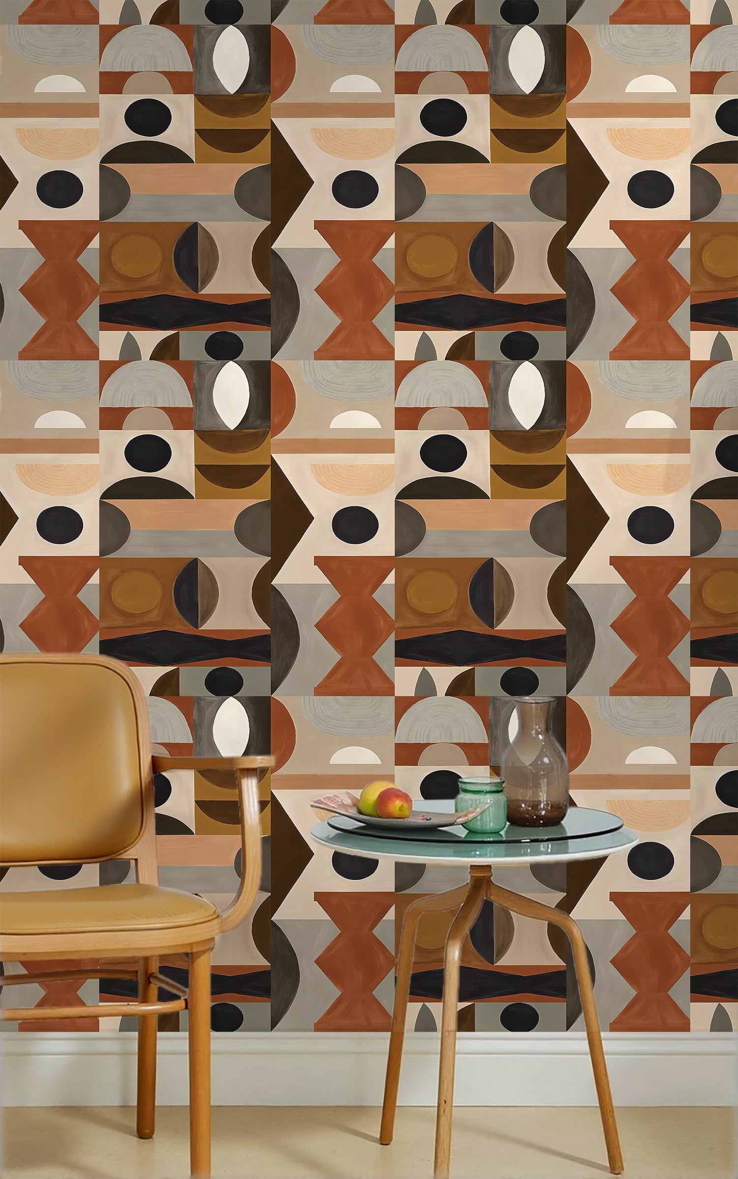 Papier peint adhésif Blue Flow Linearity – Géométrie moderne en beige mat et bleu marine