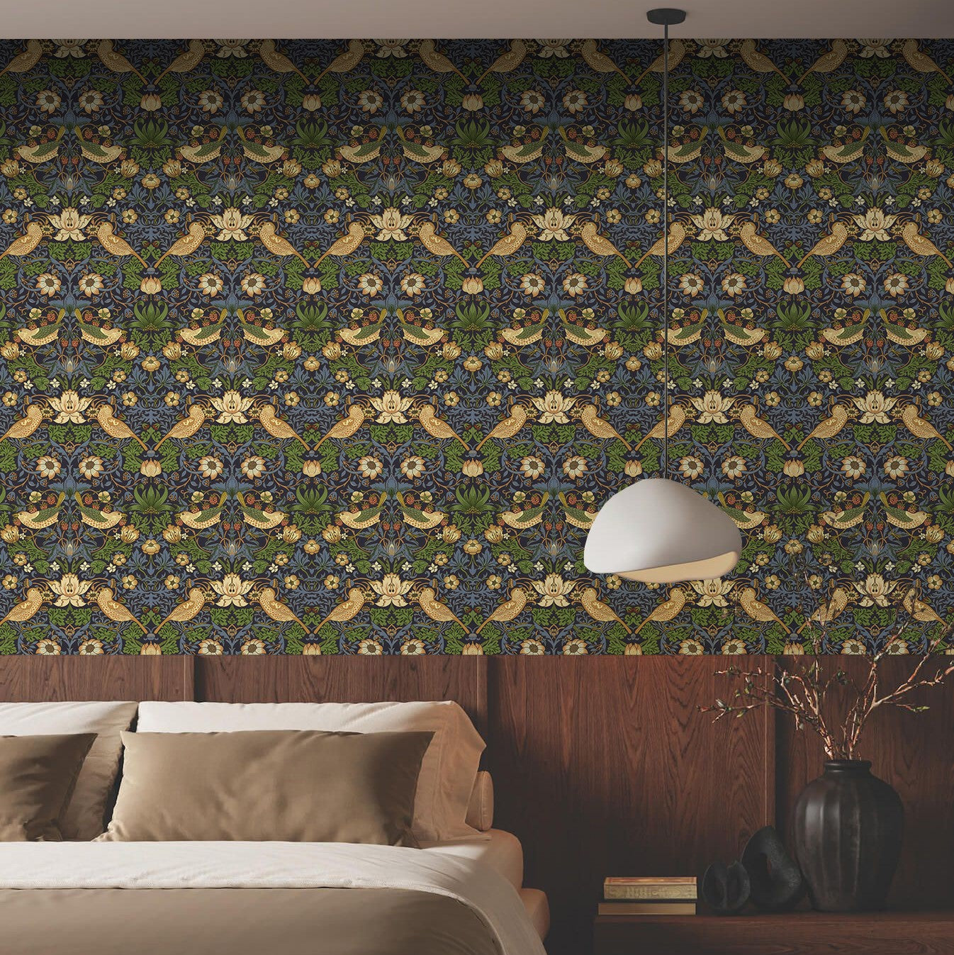 Strawberry Thief Peel And Stick Wallpaper - Self - Adhesive Vinyl Roll for Accent Walls