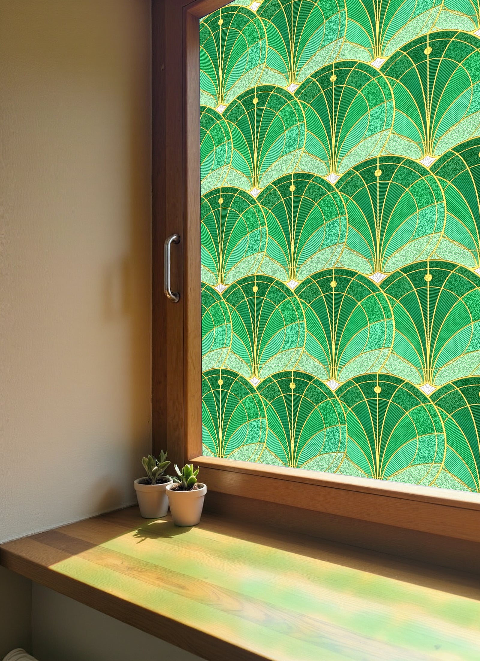 Scalloped Scale Stained Glass Decorative Window Film