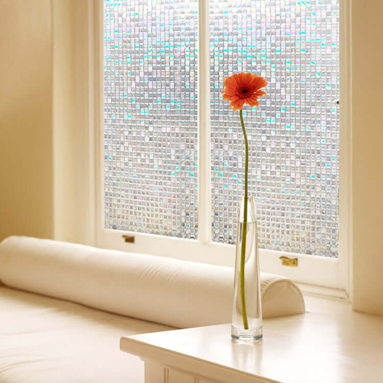 3D Stained Glass Laser Window Film - Holographic Grid