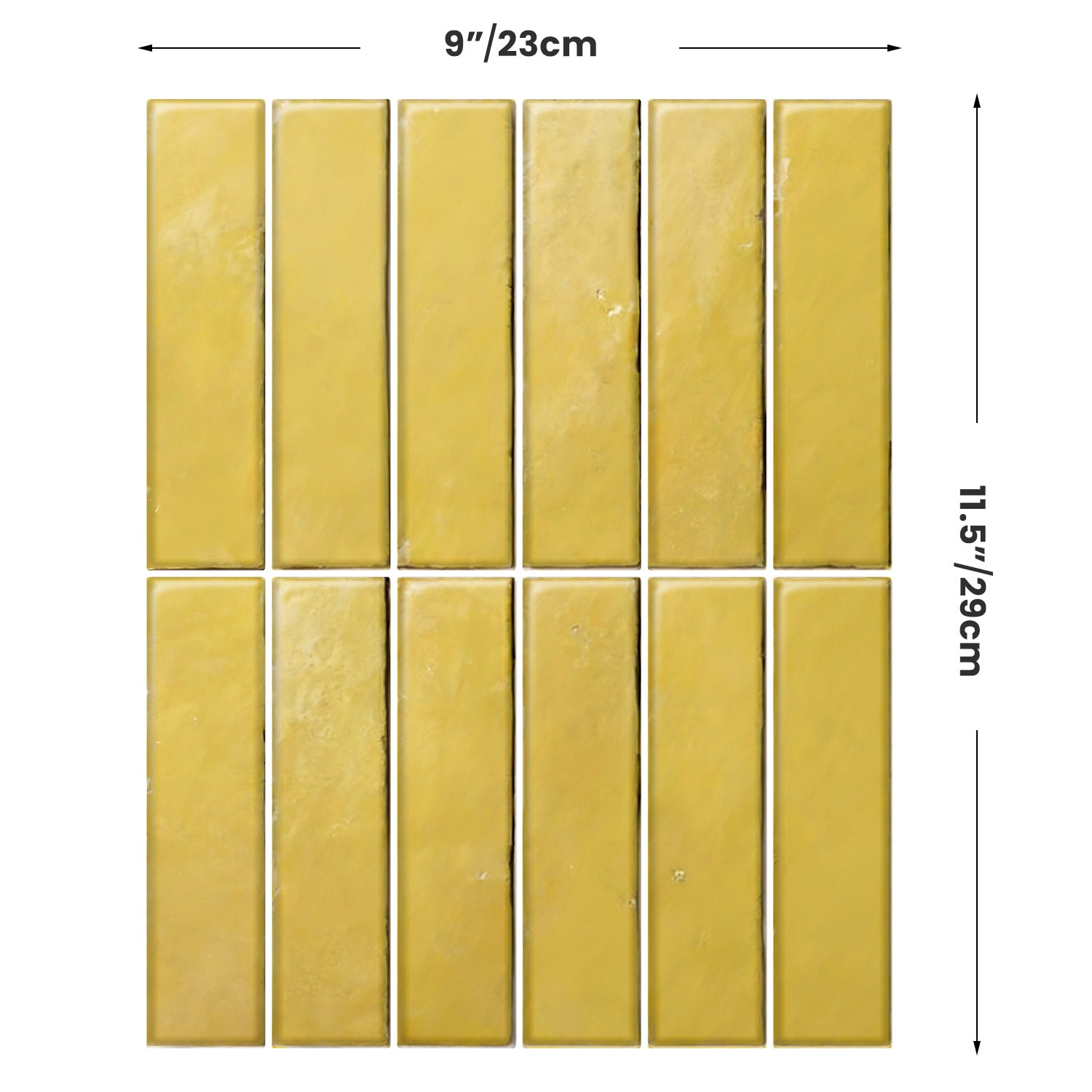 Autocollant pour carrelage jaune 11,43" x 9"