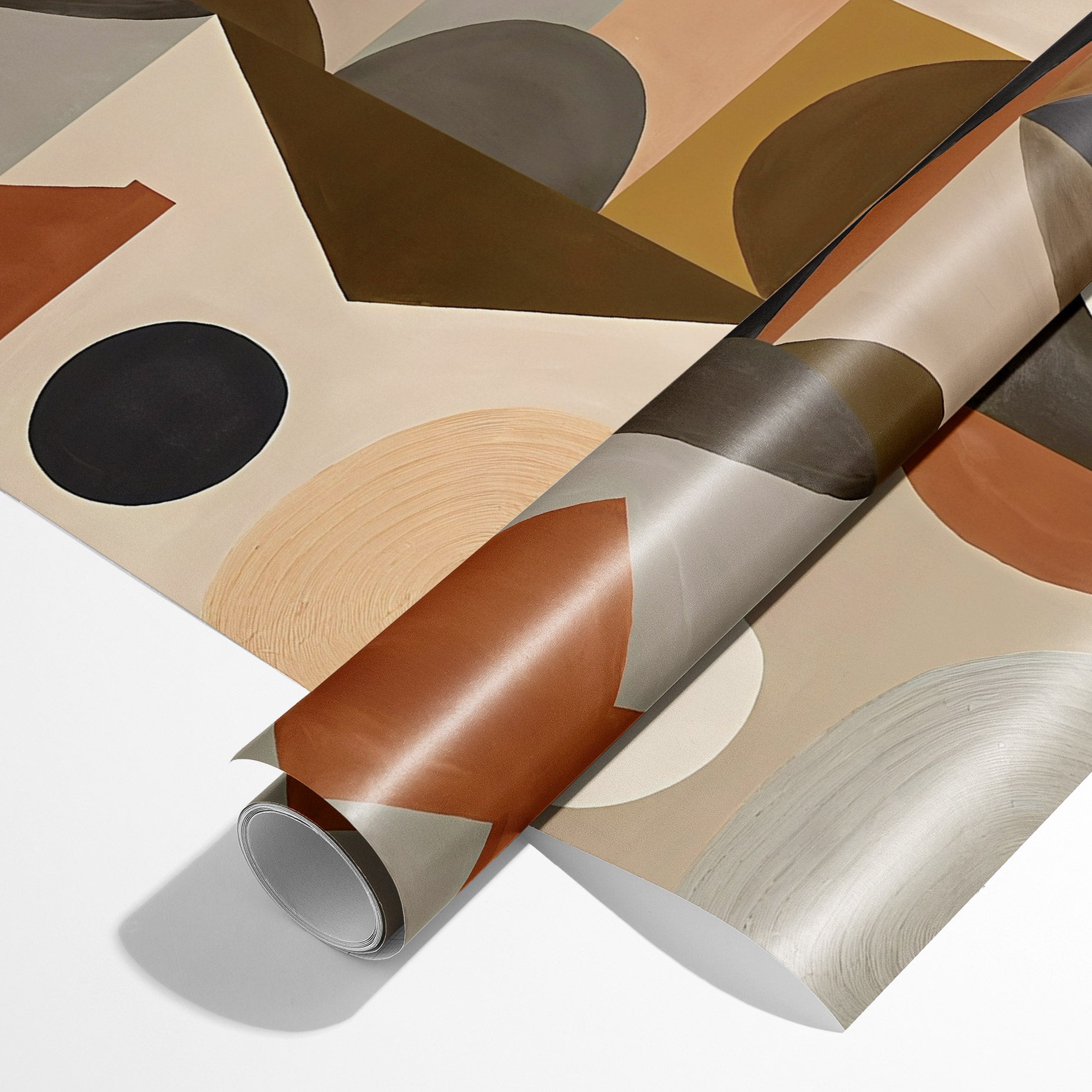 Papier peint adhésif Blue Flow Linearity – Géométrie moderne en beige mat et bleu marine