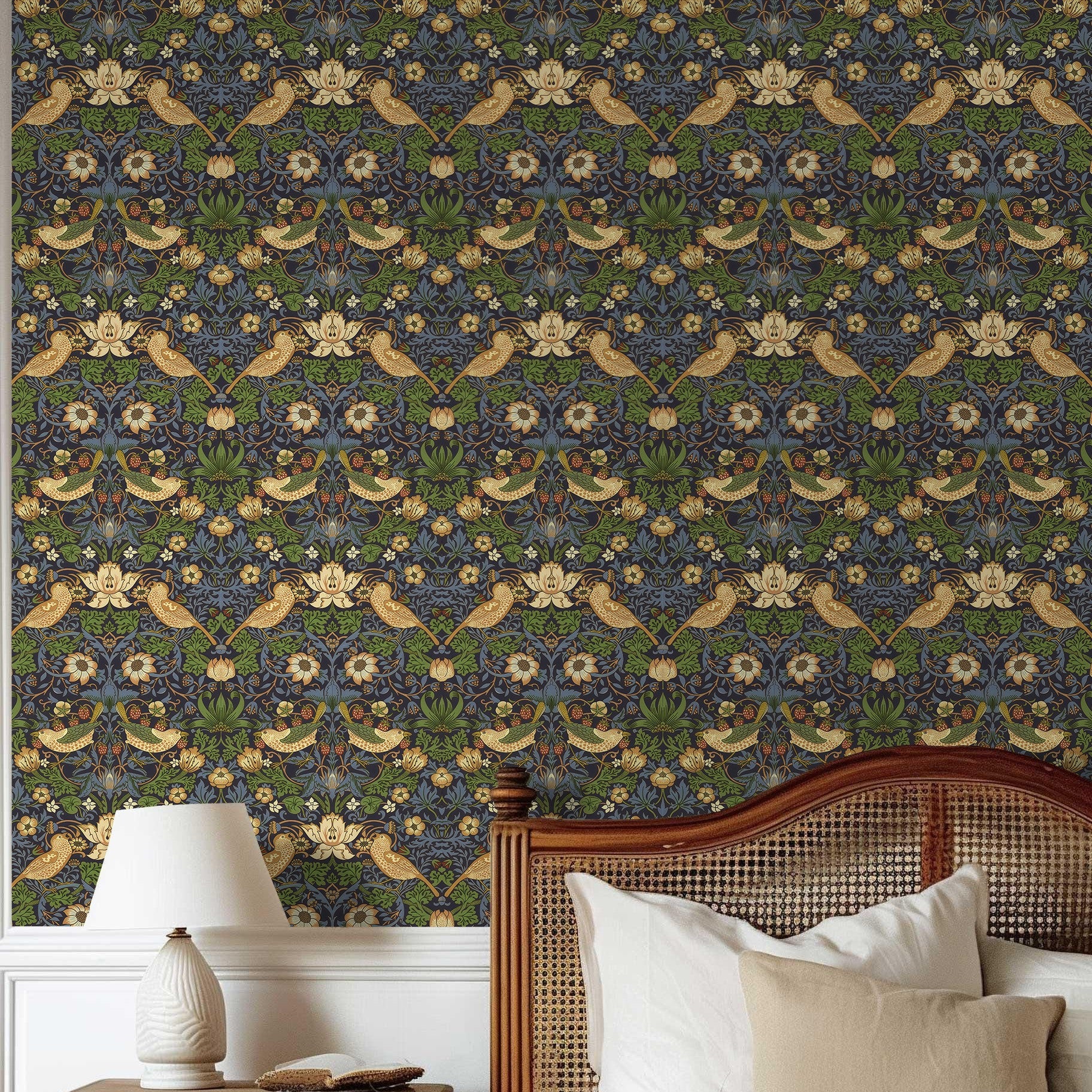 Strawberry Thief Peel And Stick Wallpaper - Self - Adhesive Vinyl Roll for Accent Walls