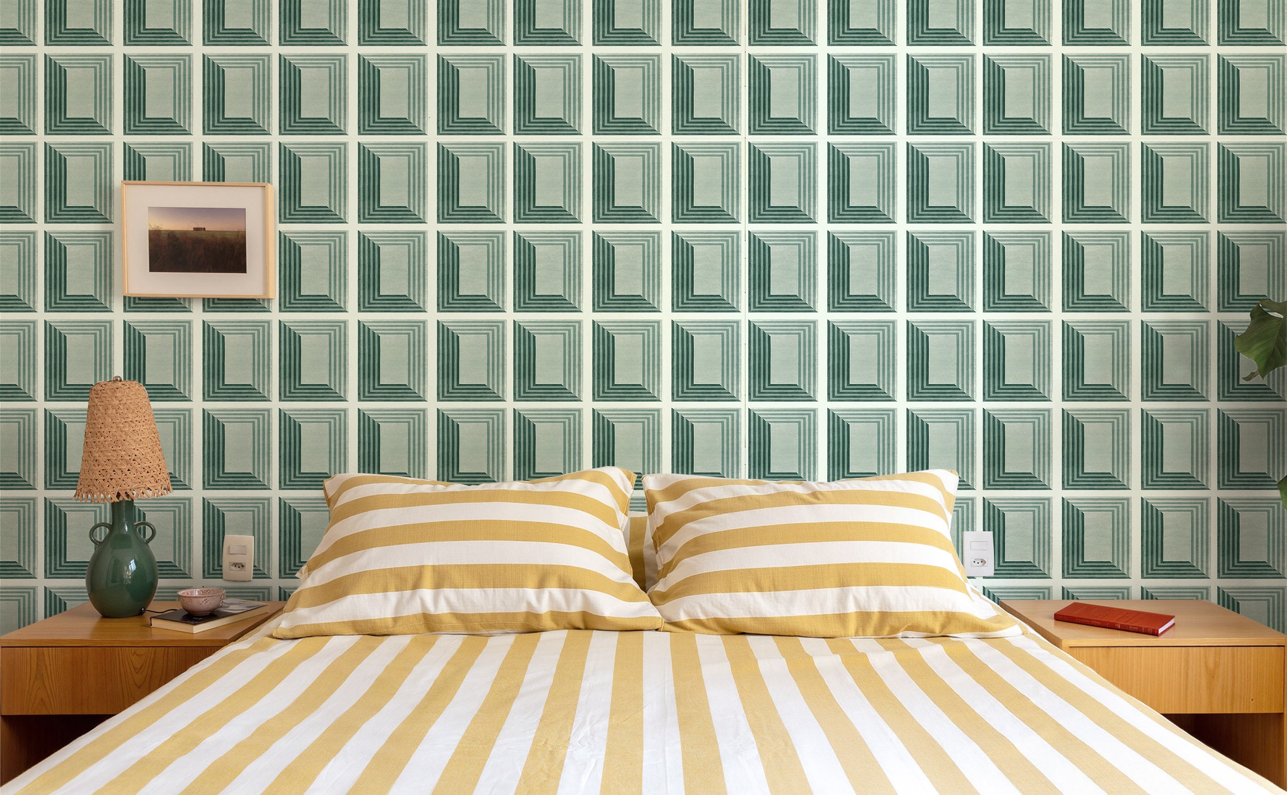 Papier peint adhésif Blue Flow Linearity – Géométrie moderne en beige mat et bleu marine