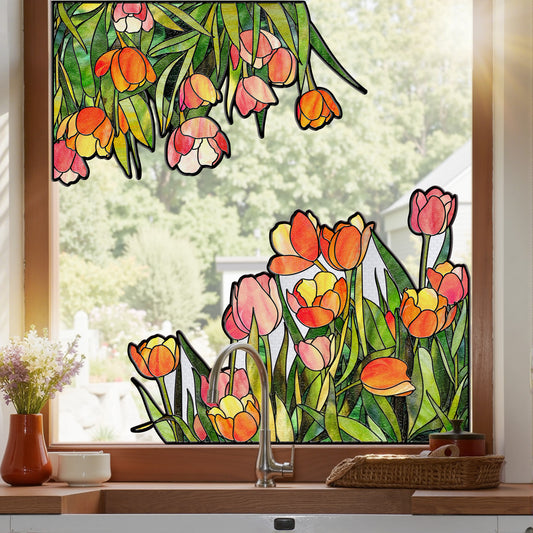 Diagonal Tulip Static Window Film – Decorative Privacy Glass Film