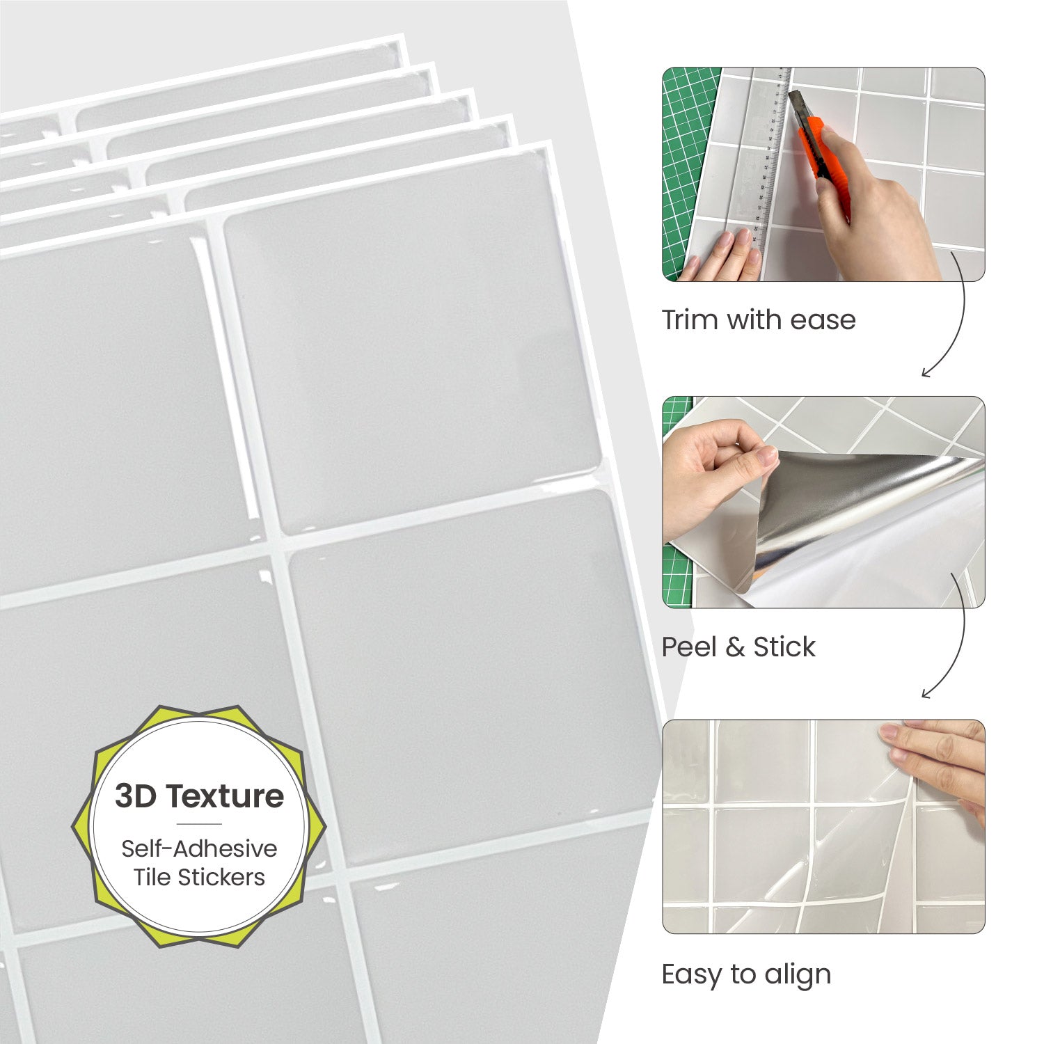 Autocollant pour carrelage jaune 11,43" x 9"