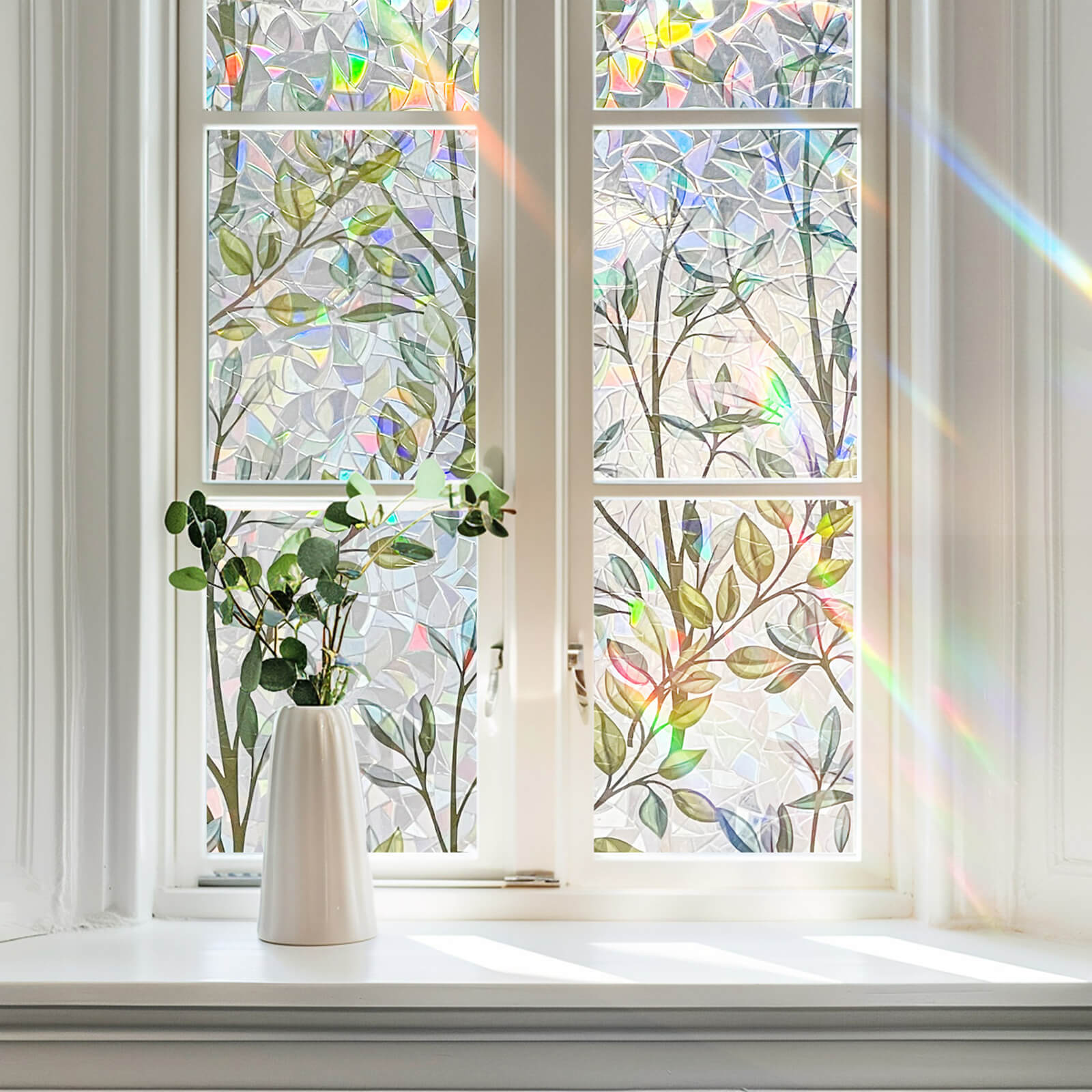Green Vineman Rainbow Window Film | Decorative & Privacy Stained Glass Window Film – No Glue UV Window Film