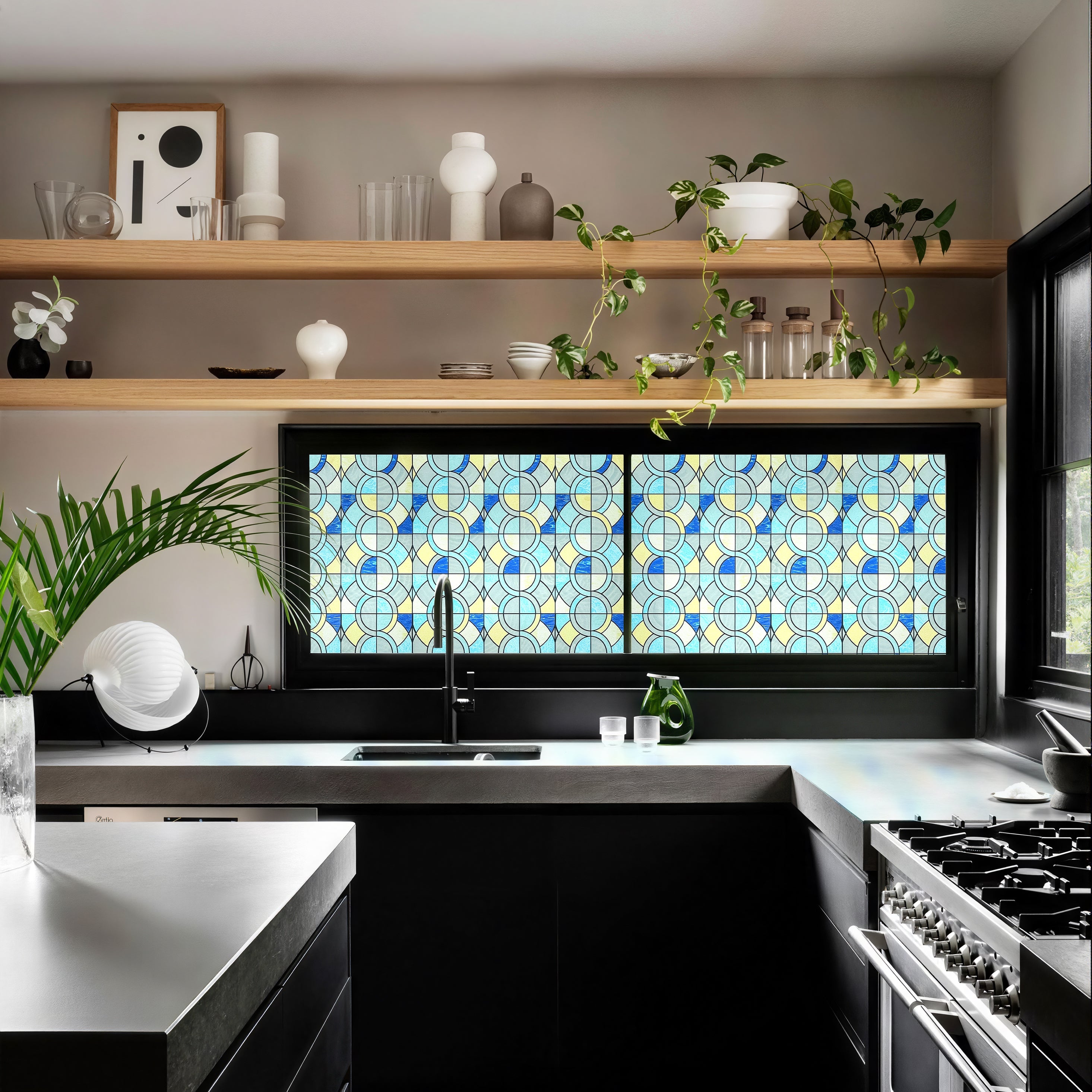 Película decorativa para ventanas con vitrales Victoria