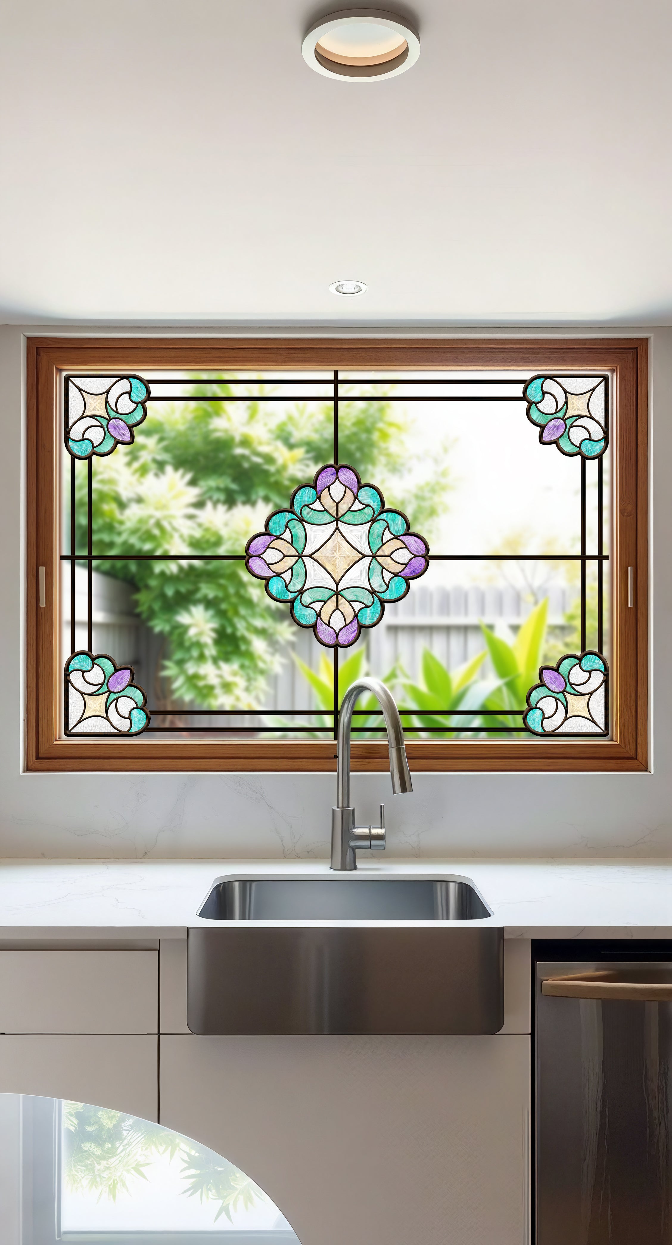 Film pour vitrail Green Gleam – Film statique décoratif moderne pour fenêtre