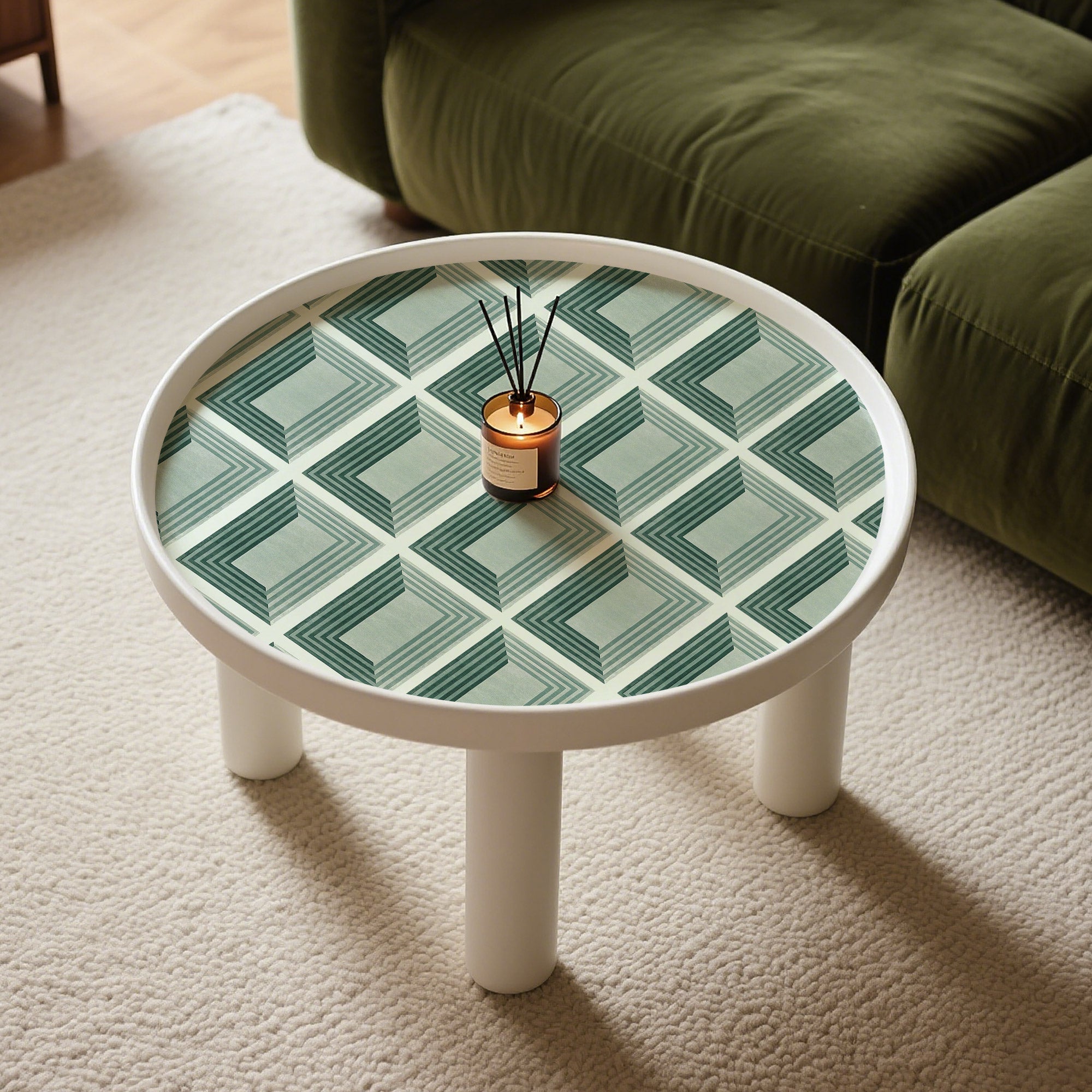 Papier peint adhésif Blue Flow Linearity – Géométrie moderne en beige mat et bleu marine