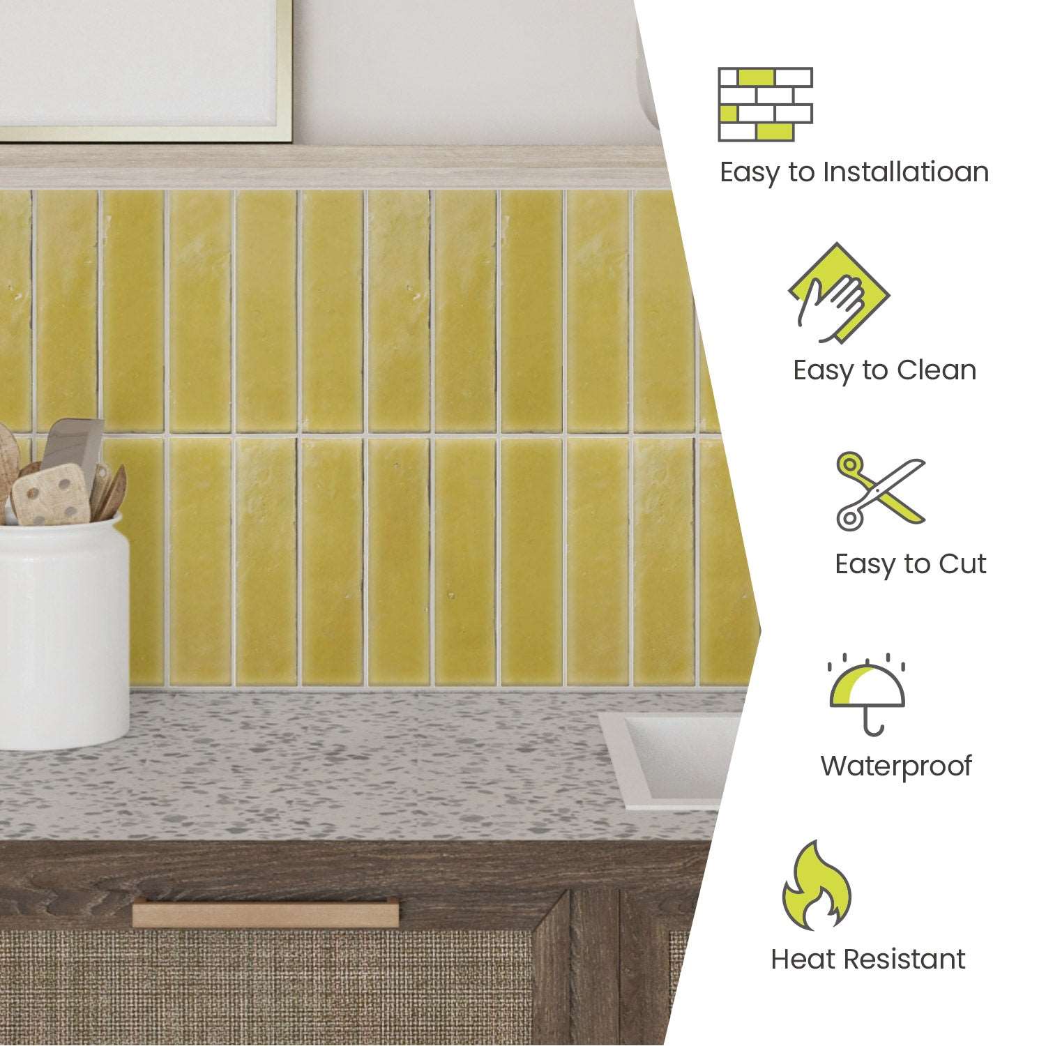 Yellow 11.43" x 9" Tile Sticker