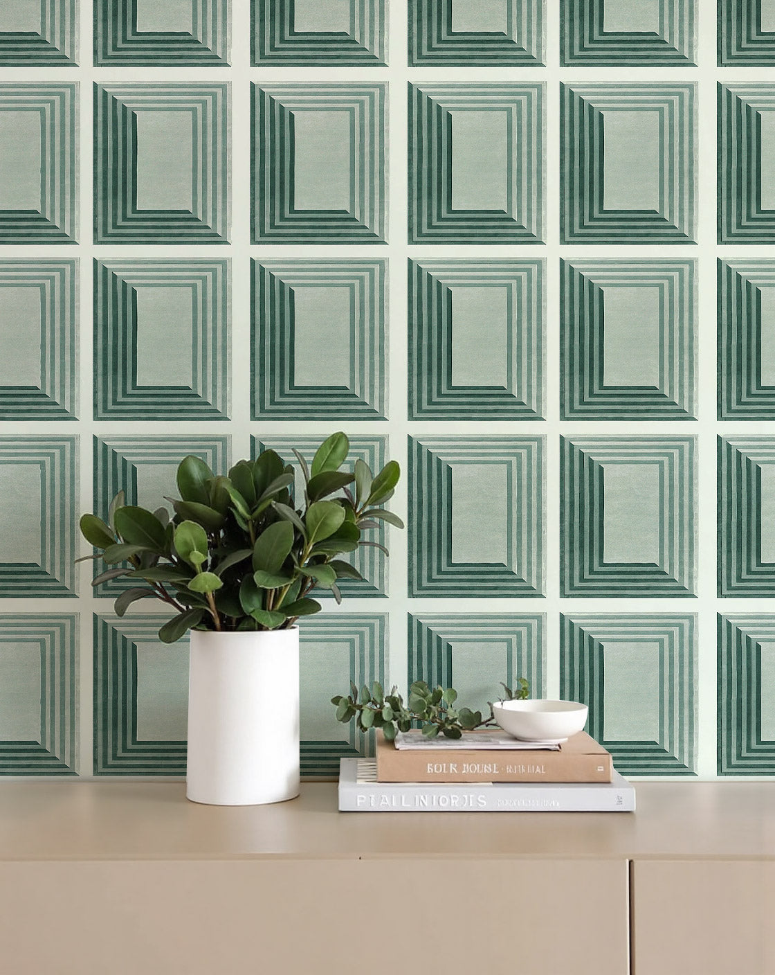 Papier peint adhésif Blue Flow Linearity – Géométrie moderne en beige mat et bleu marine