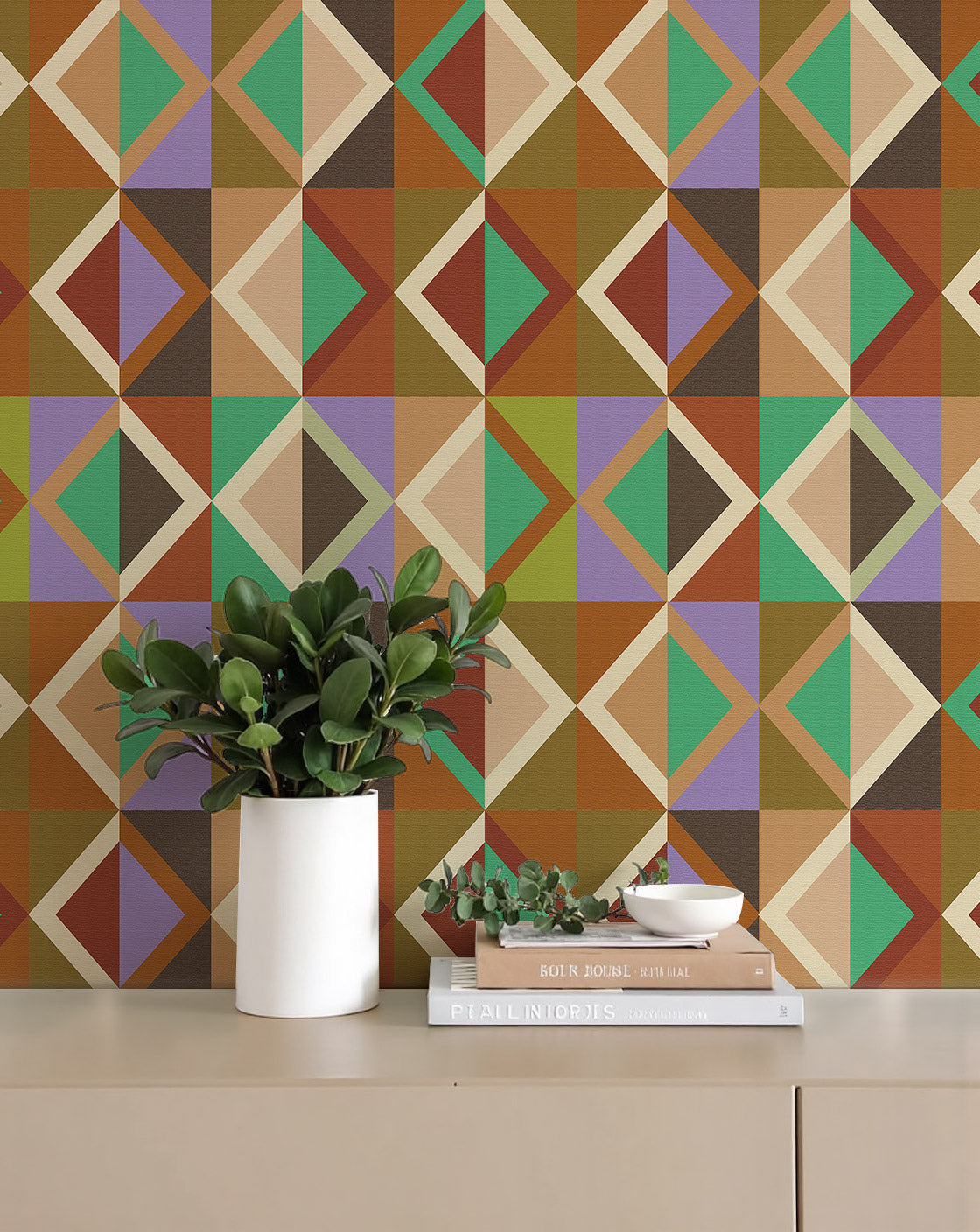 Papier peint adhésif Blue Flow Linearity – Géométrie moderne en beige mat et bleu marine