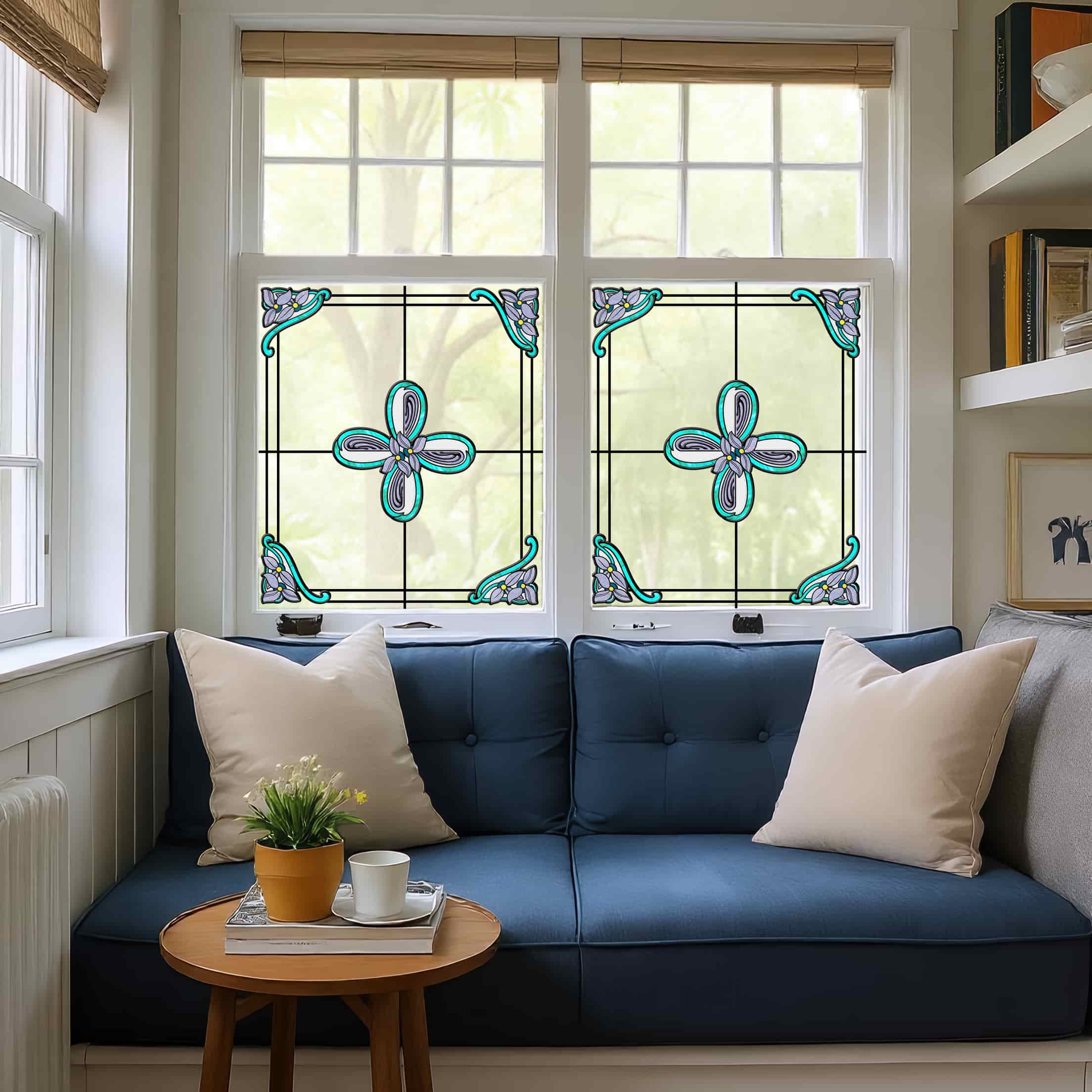 Film pour vitrail Green Gleam – Film statique décoratif moderne pour fenêtre