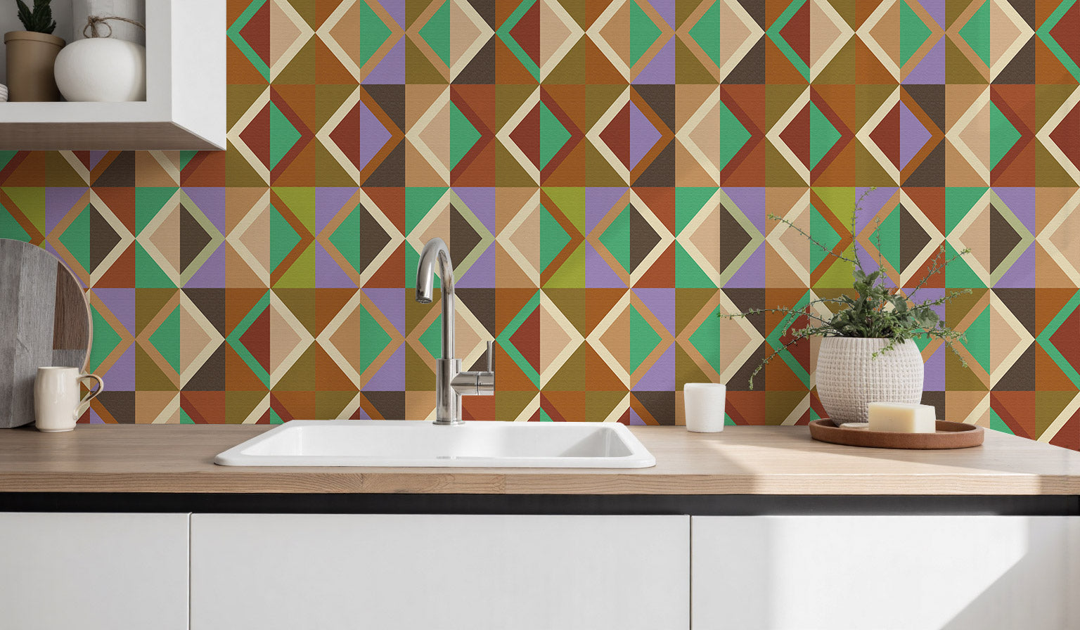 Papier peint adhésif Blue Flow Linearity – Géométrie moderne en beige mat et bleu marine