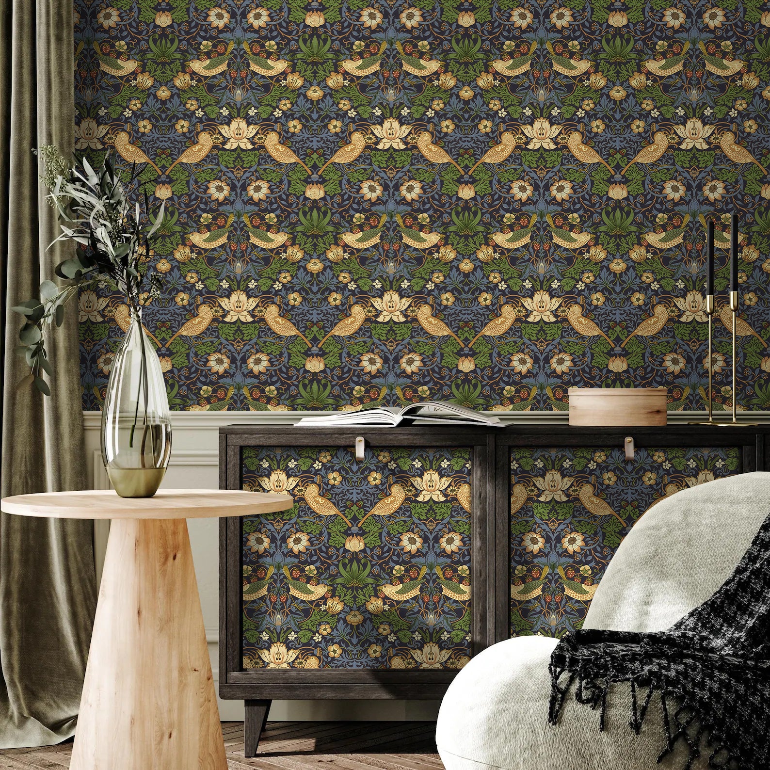 Strawberry Thief Peel And Stick Wallpaper - Self - Adhesive Vinyl Roll for Accent Walls