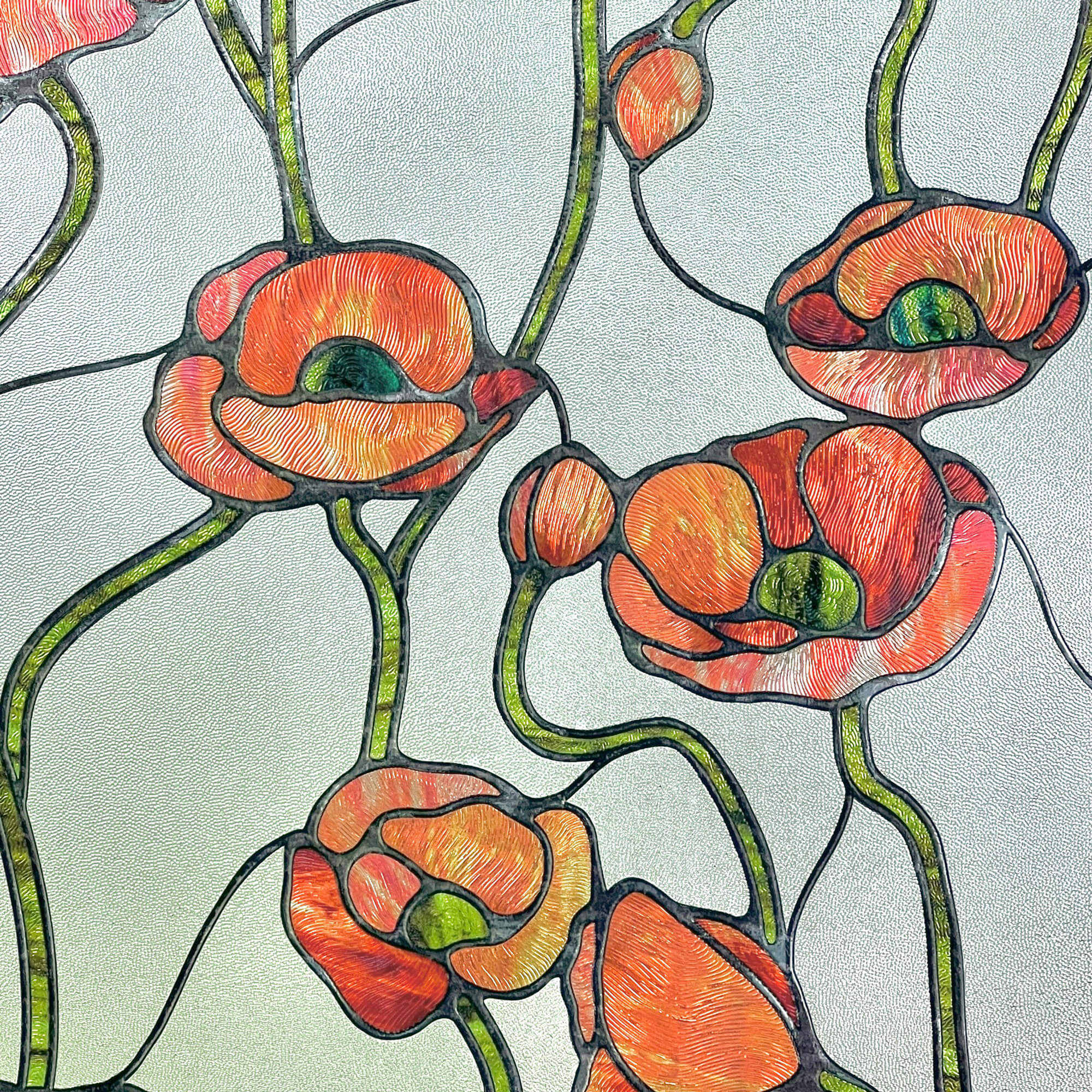 Corn Poppy Flowers Stained Glass Decorative Window Film