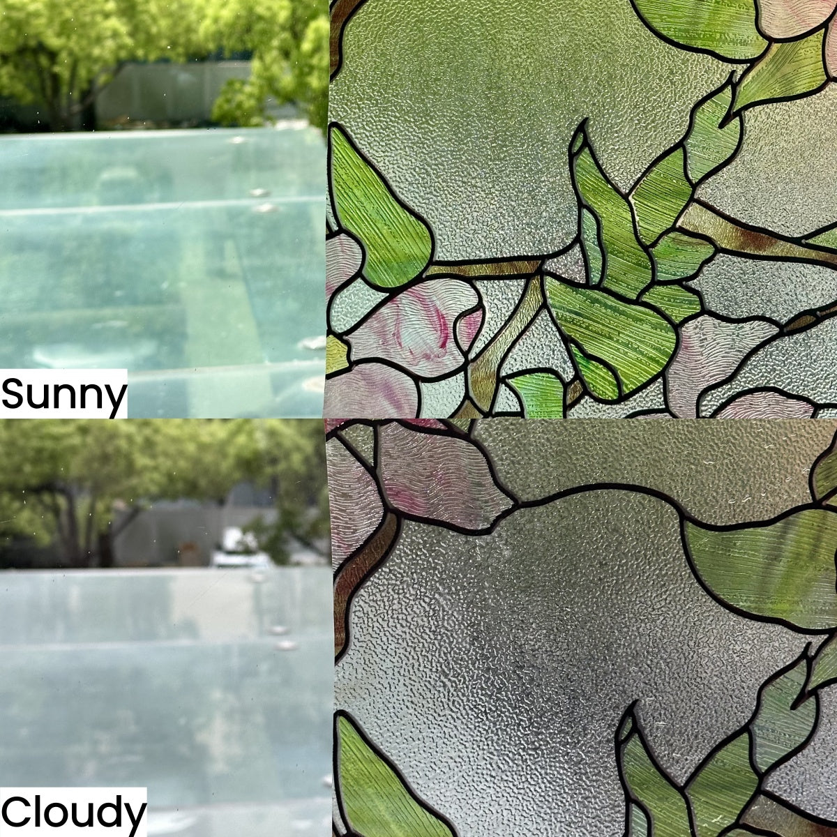 Pink Floral Vine Stained Glass Decorative Window Film