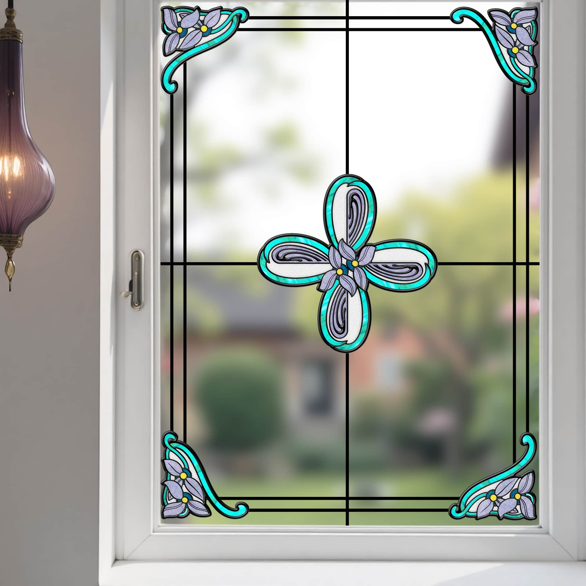 Film pour vitrail Green Gleam – Film statique décoratif moderne pour fenêtre