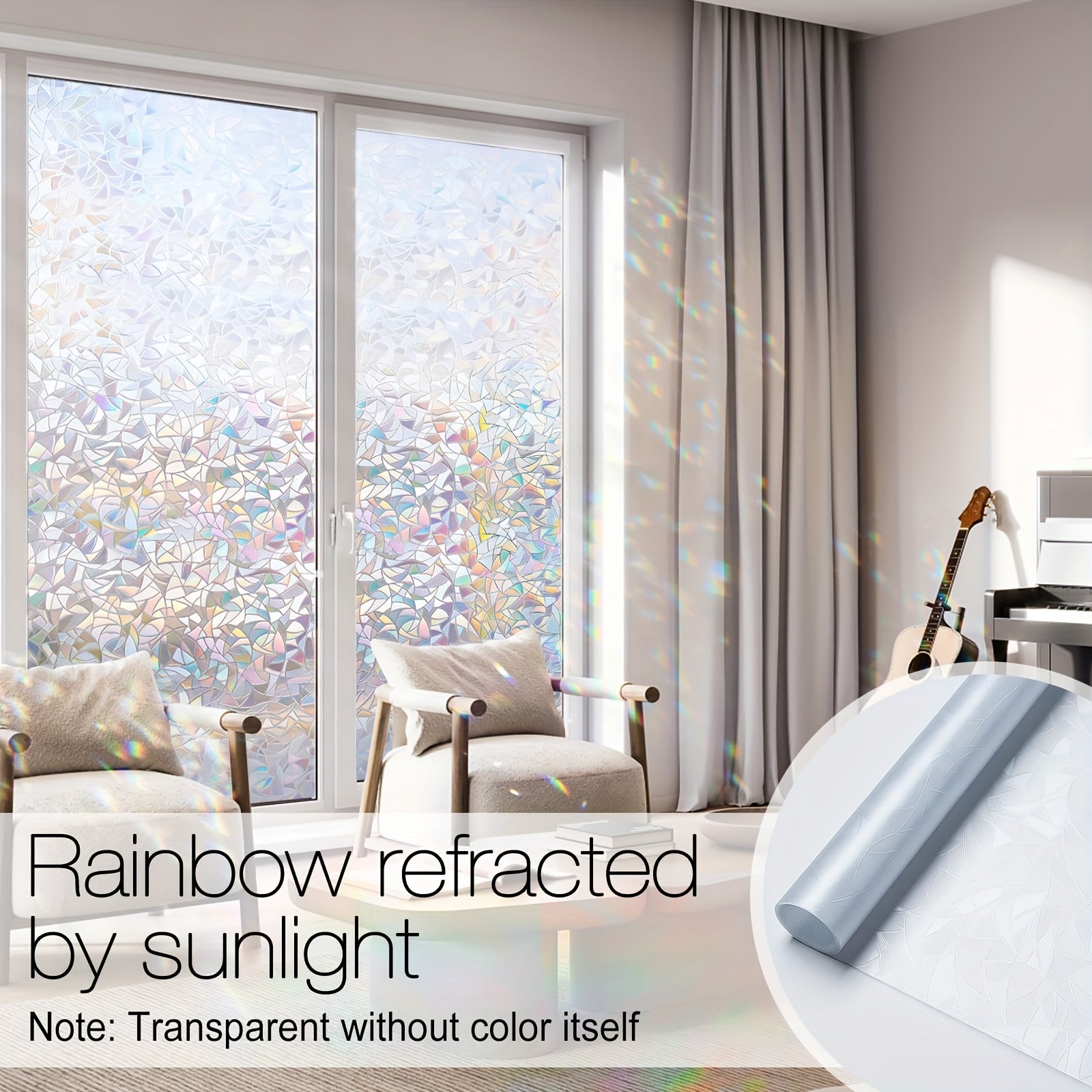Rainbow Design Privacy Window Film Static Cling