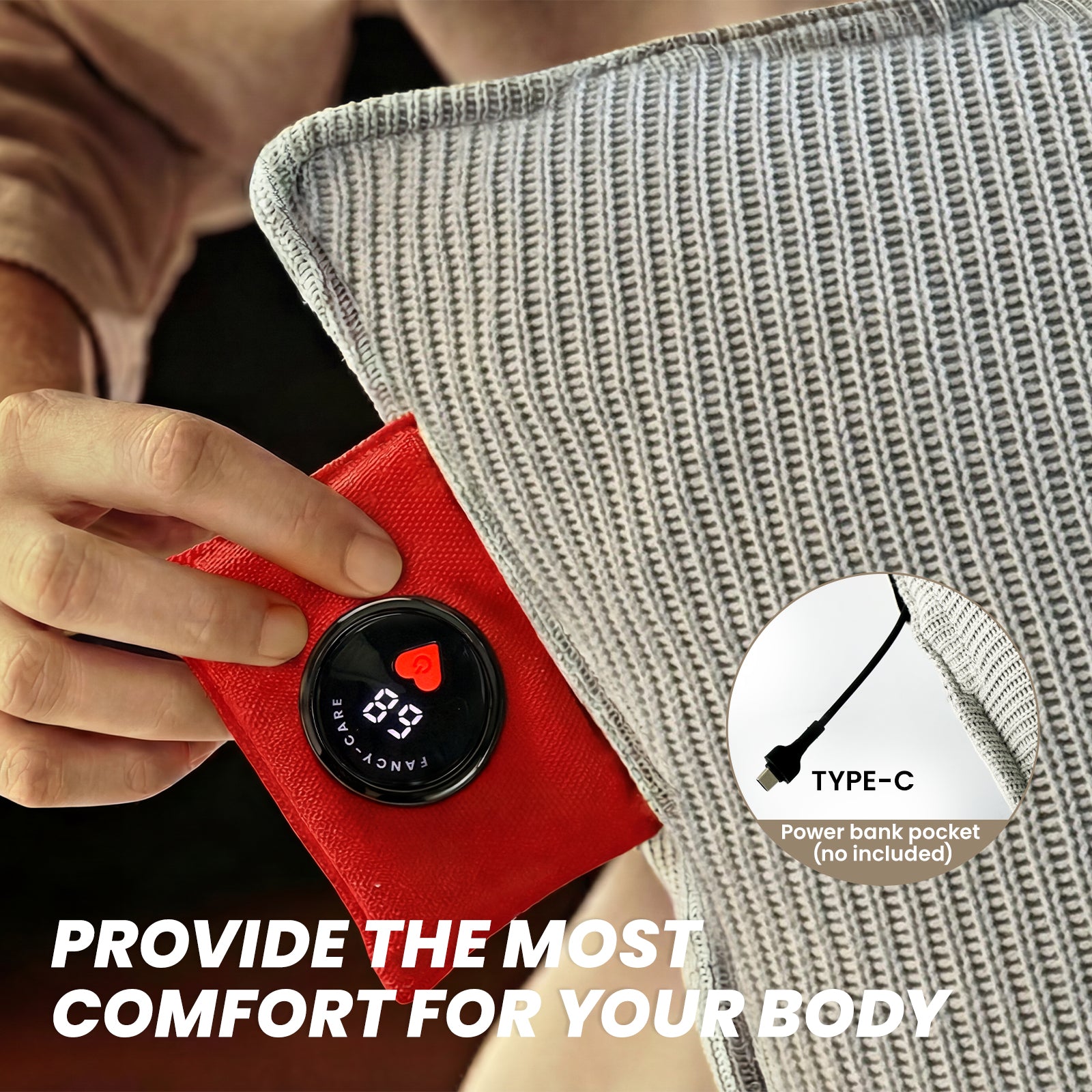 Tozia Heated Cushion | Knitted | Graphene Electric Pillow for Home & Office Warmth