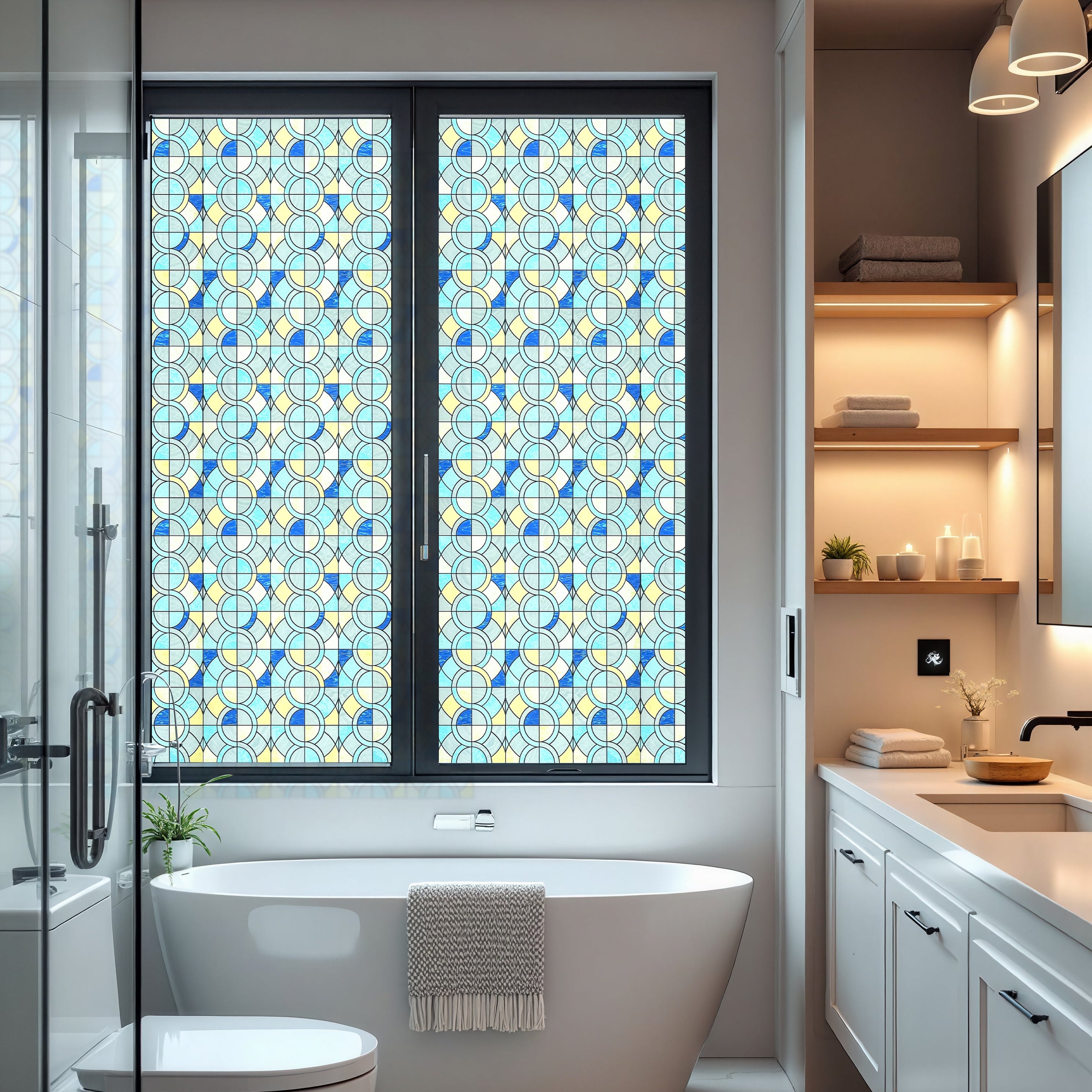 Geo Rings Stained Glass Decorative Window Film