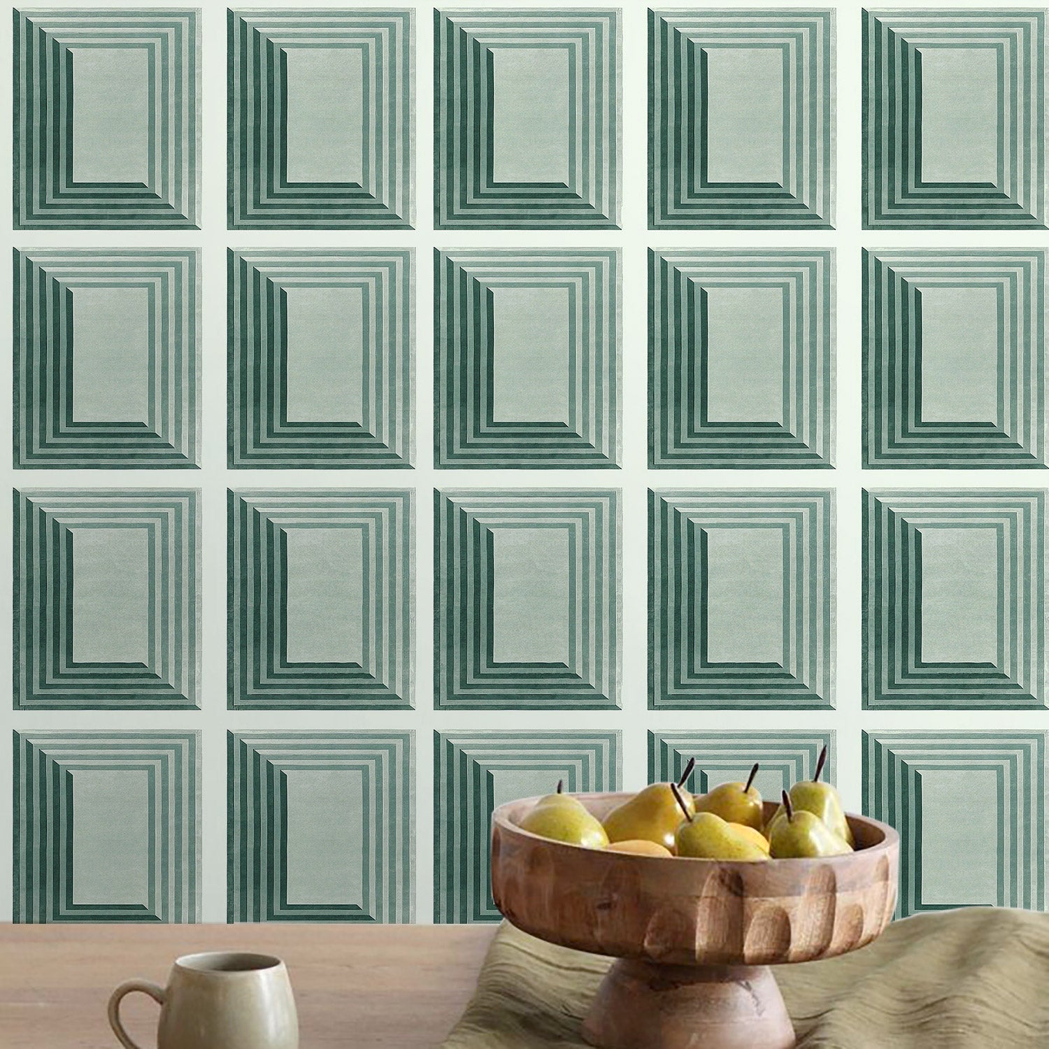 Papier peint adhésif Blue Flow Linearity – Géométrie moderne en beige mat et bleu marine