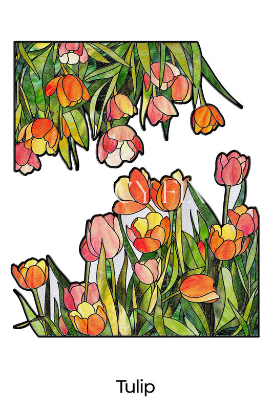 Diagonal Tulip Static Window Film – Decorative Privacy Glass Film