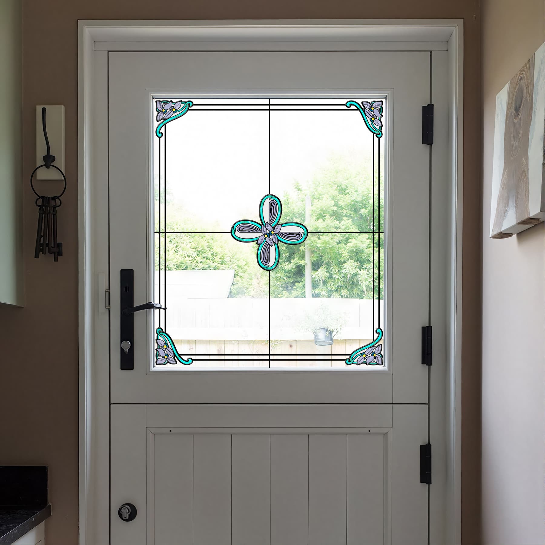 Film pour vitrail Green Gleam – Film statique décoratif moderne pour fenêtre