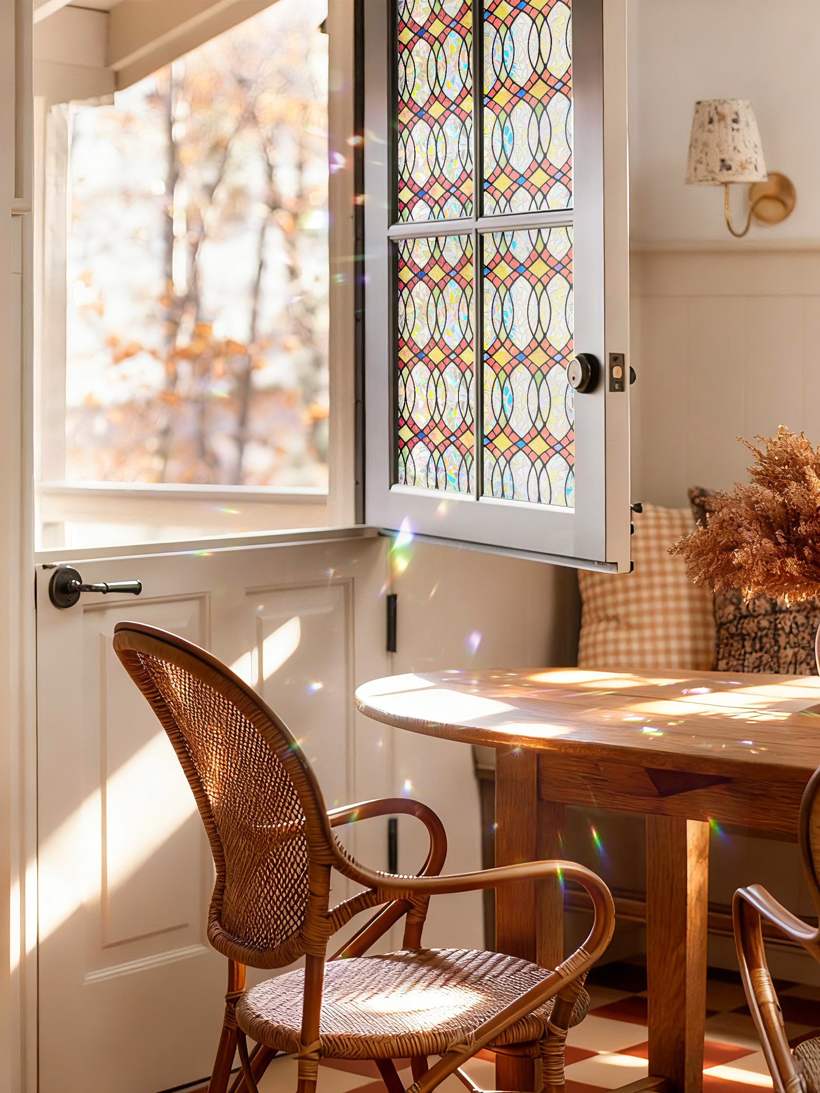 Amber Flowing Light Stained Glass Decorative Window Film