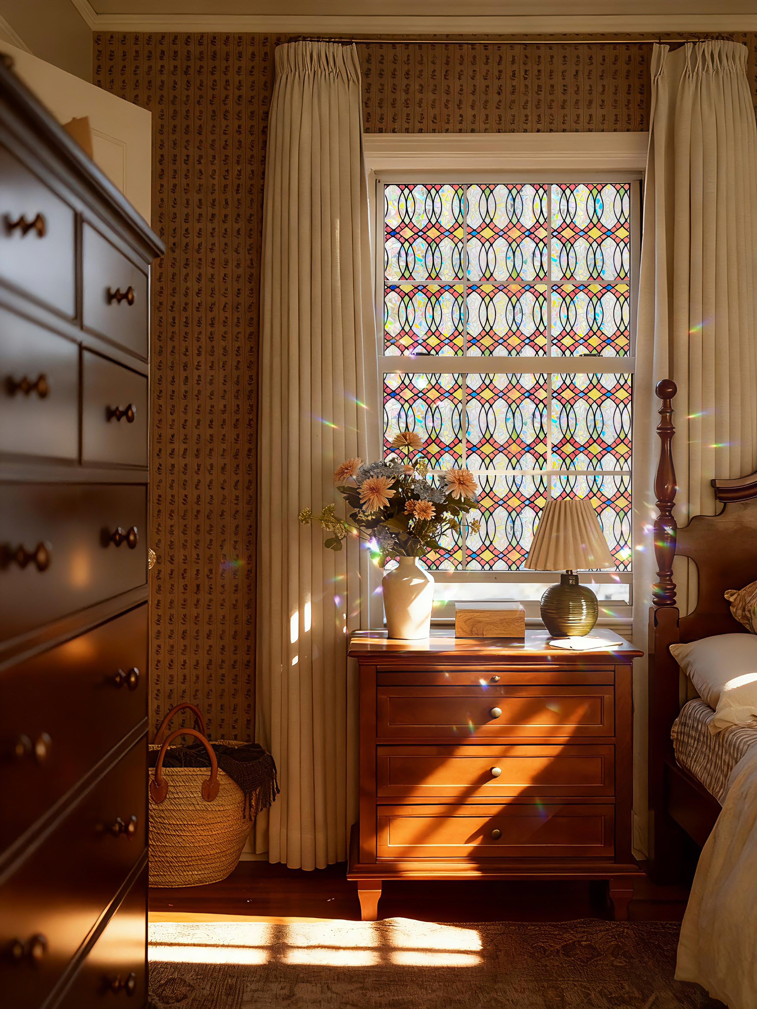 Amber Flowing Light Stained Glass Decorative Window Film