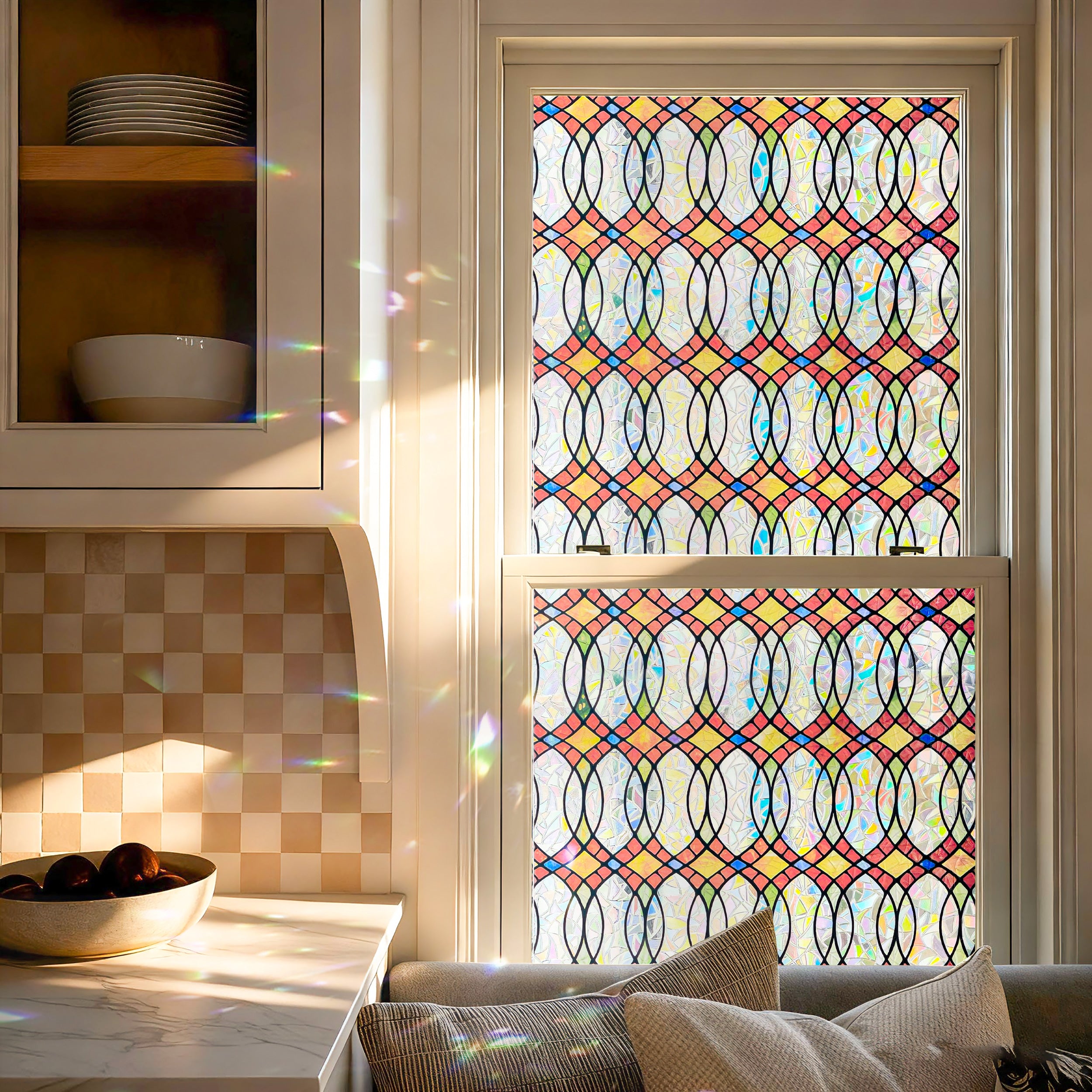 Amber Flowing Light Stained Glass Decorative Window Film