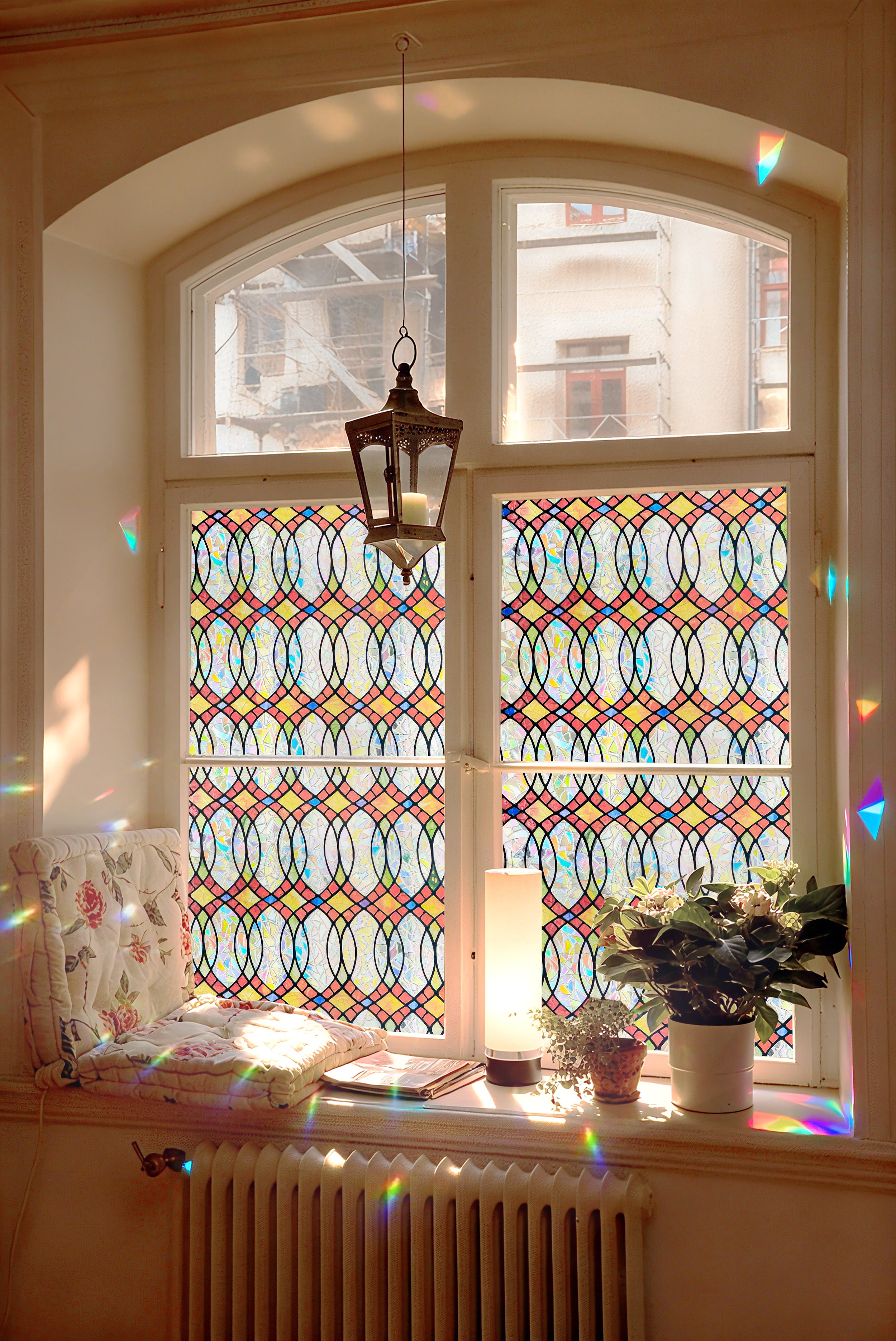 Amber Flowing Light Stained Glass Decorative Window Film