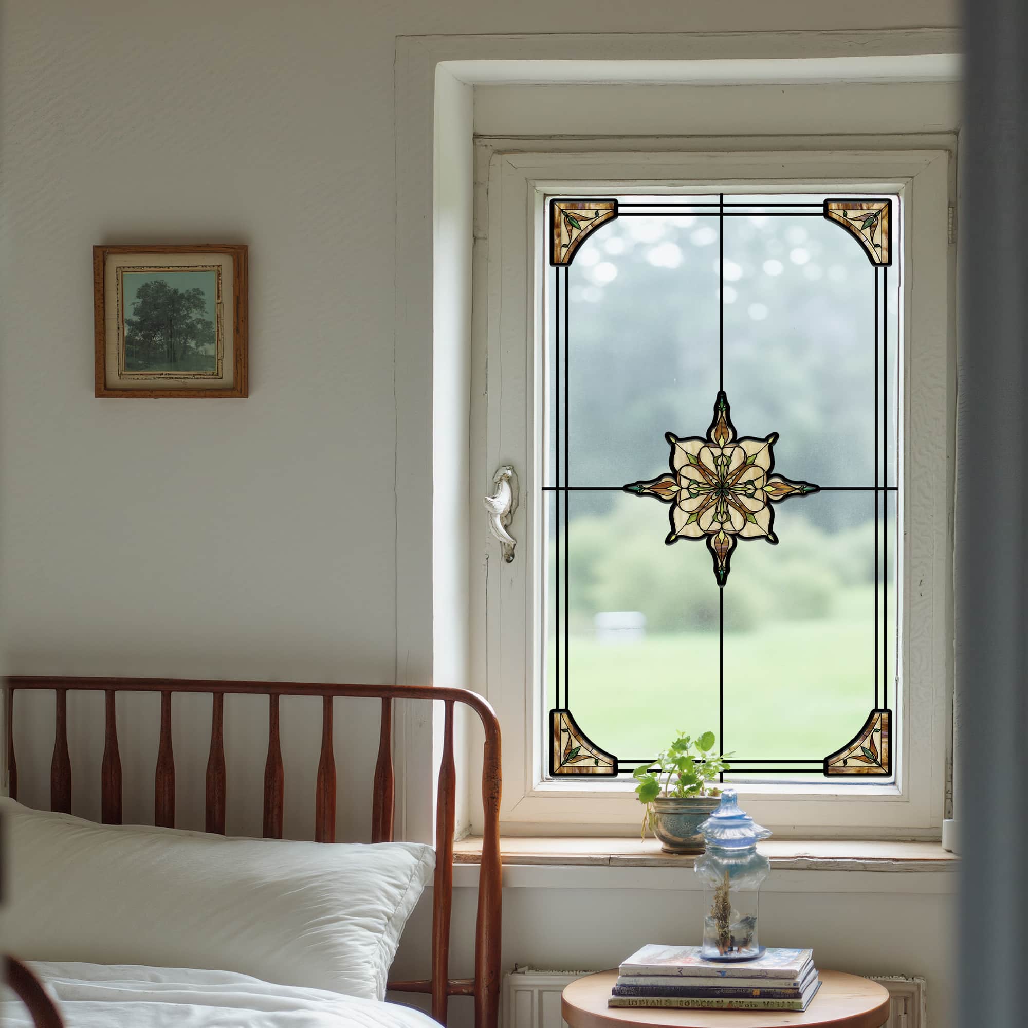 Film pour vitrail Green Gleam – Film statique décoratif moderne pour fenêtre