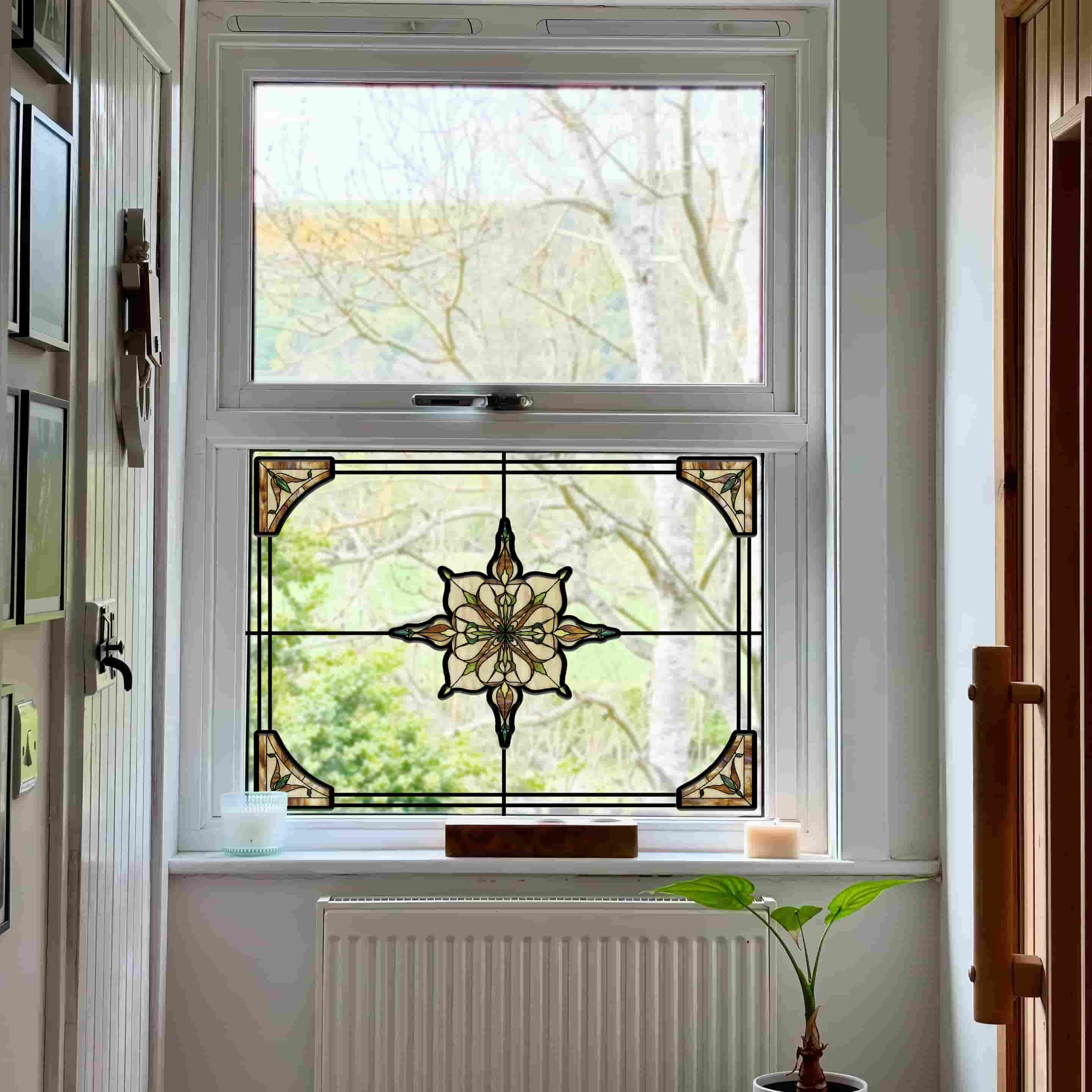 Film pour vitrail Green Gleam – Film statique décoratif moderne pour fenêtre