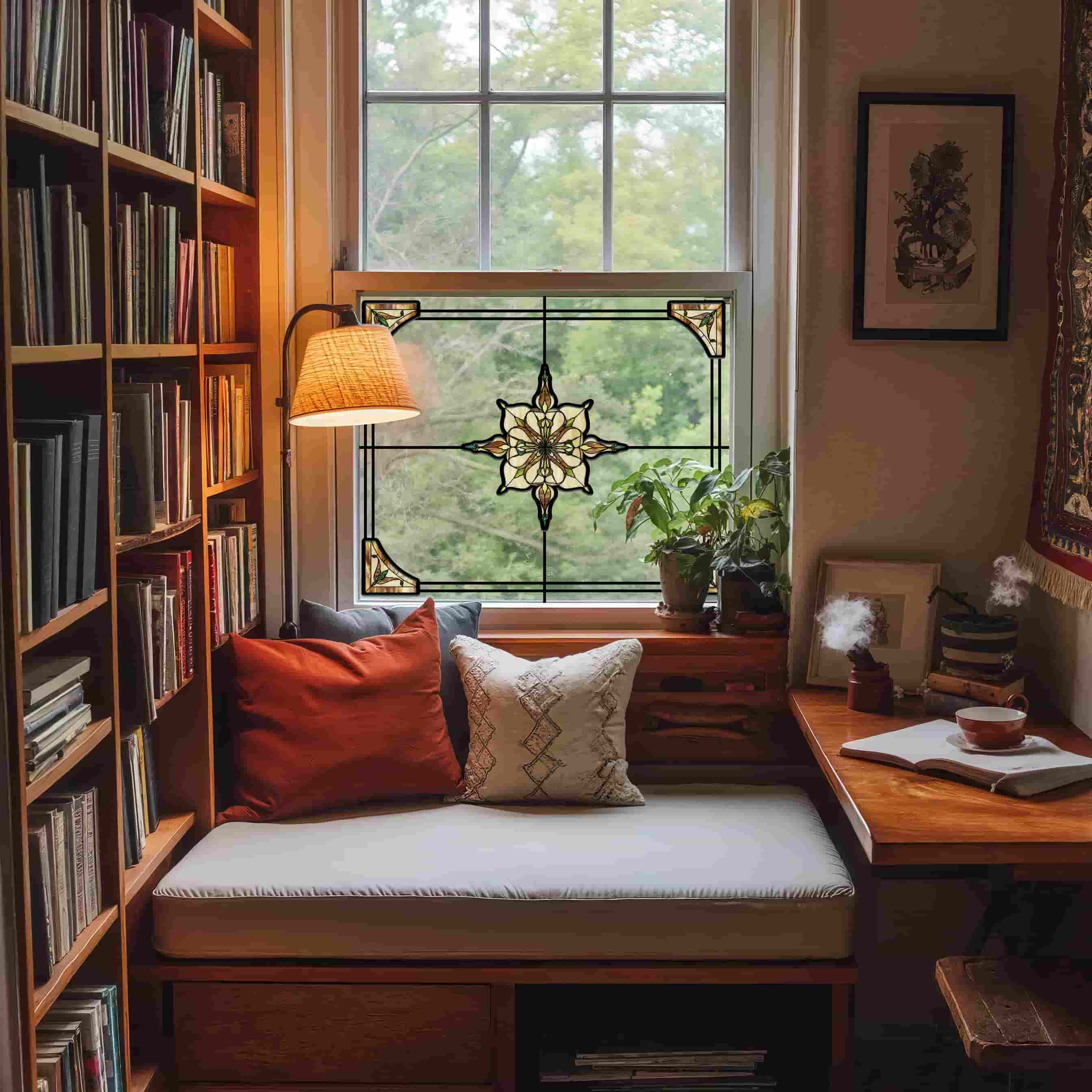 Film pour vitrail Green Gleam – Film statique décoratif moderne pour fenêtre