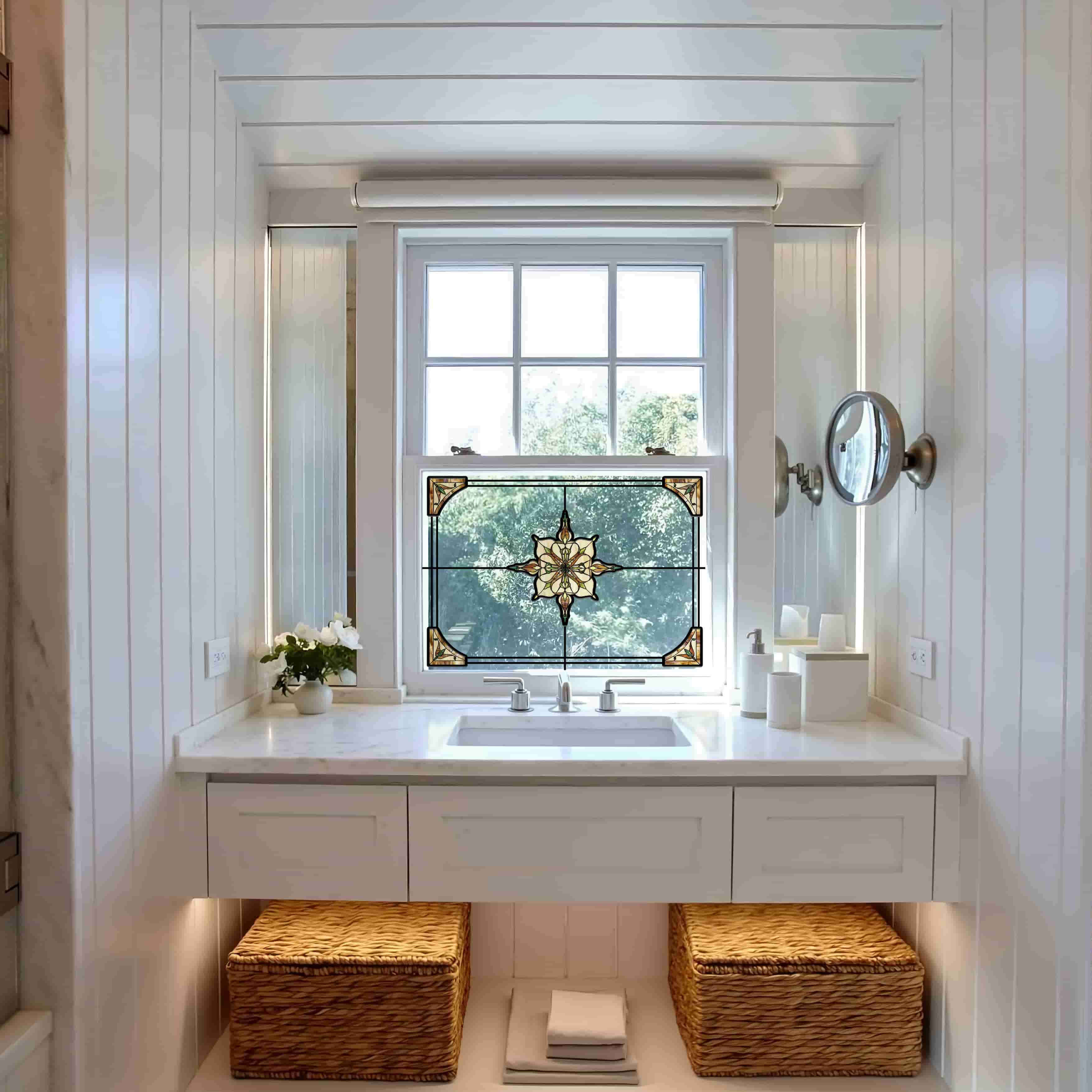 Film pour vitrail Green Gleam – Film statique décoratif moderne pour fenêtre