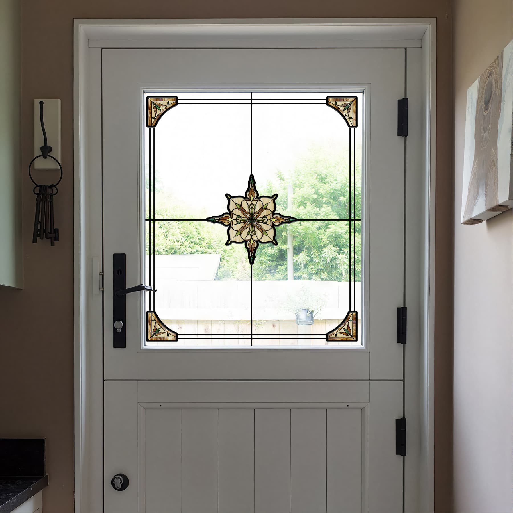 Film pour vitrail Green Gleam – Film statique décoratif moderne pour fenêtre