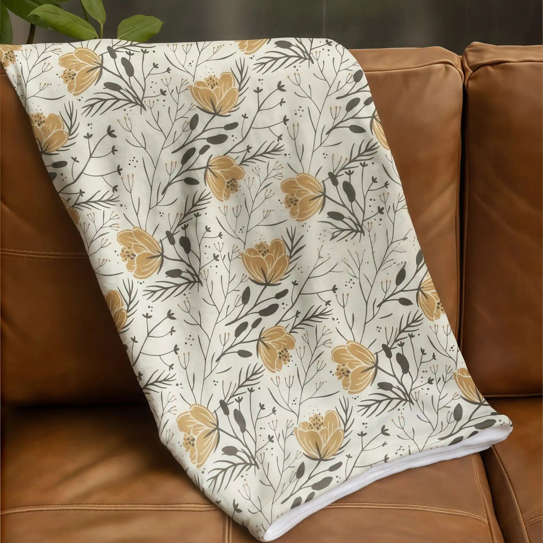 Autumn Floral Whispers Throw Blanket - Cozy Fall Inspired