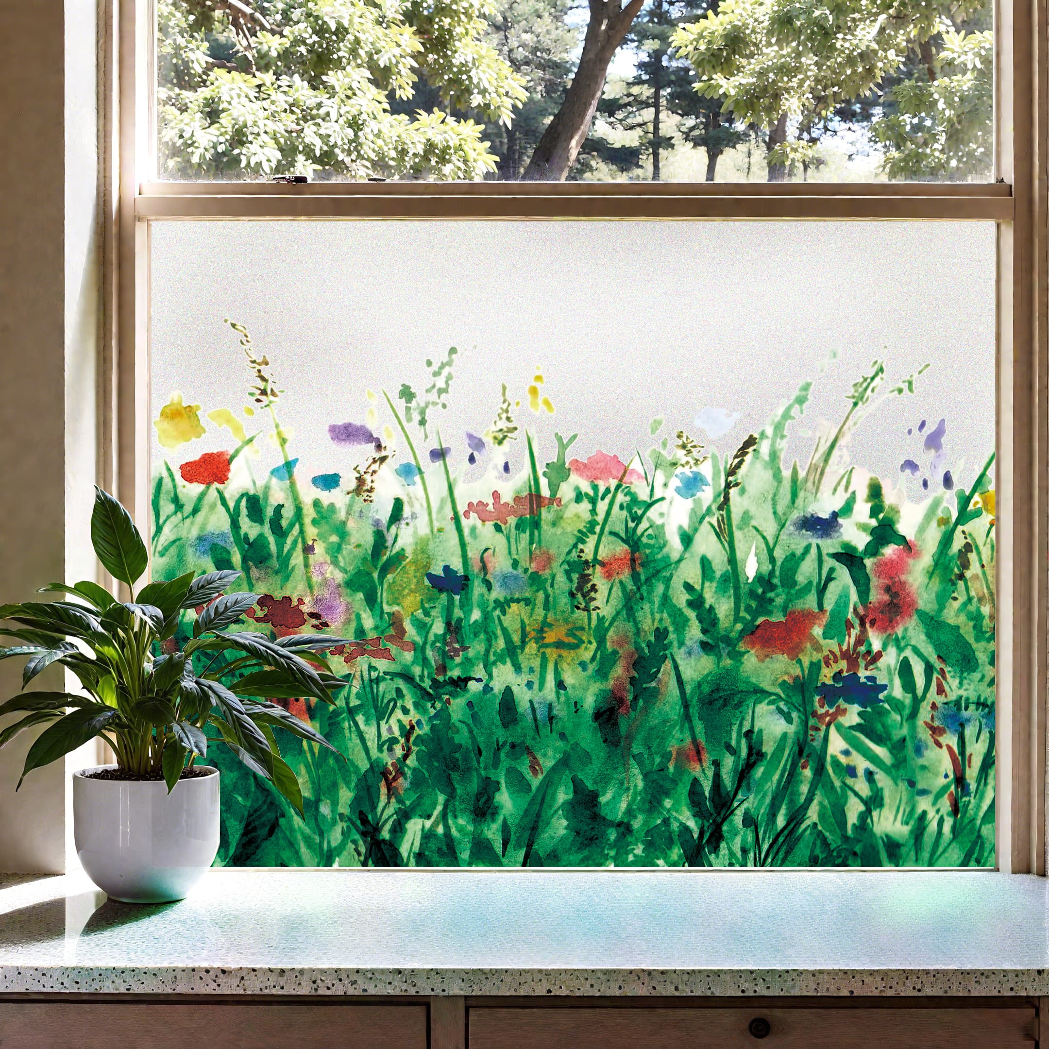 Blooming Wilds Stained Glass Decorative Window Film