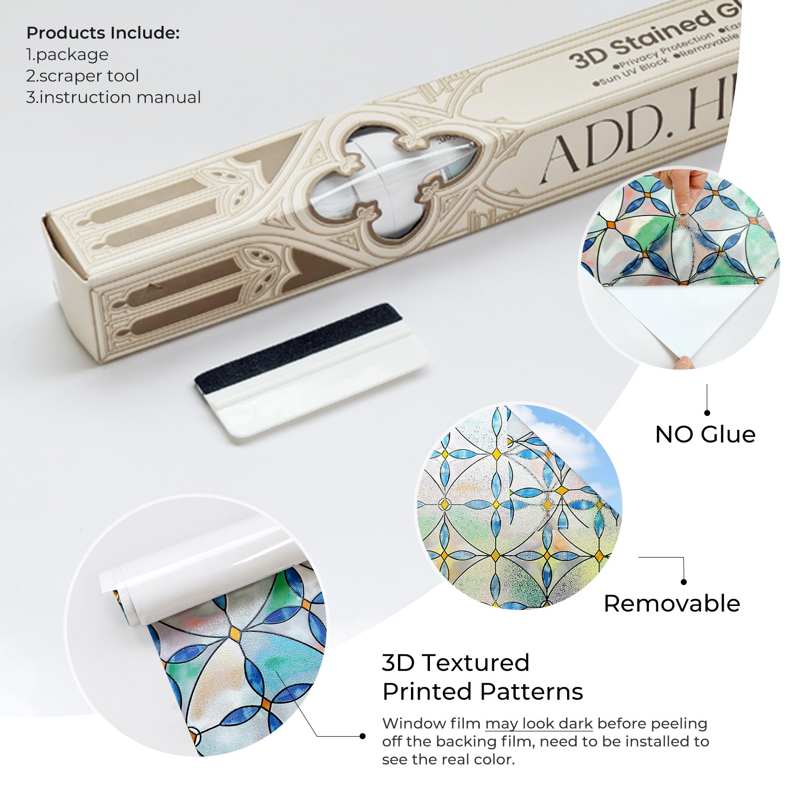 Film décoratif pour vitres en vitrail Westlight Charm