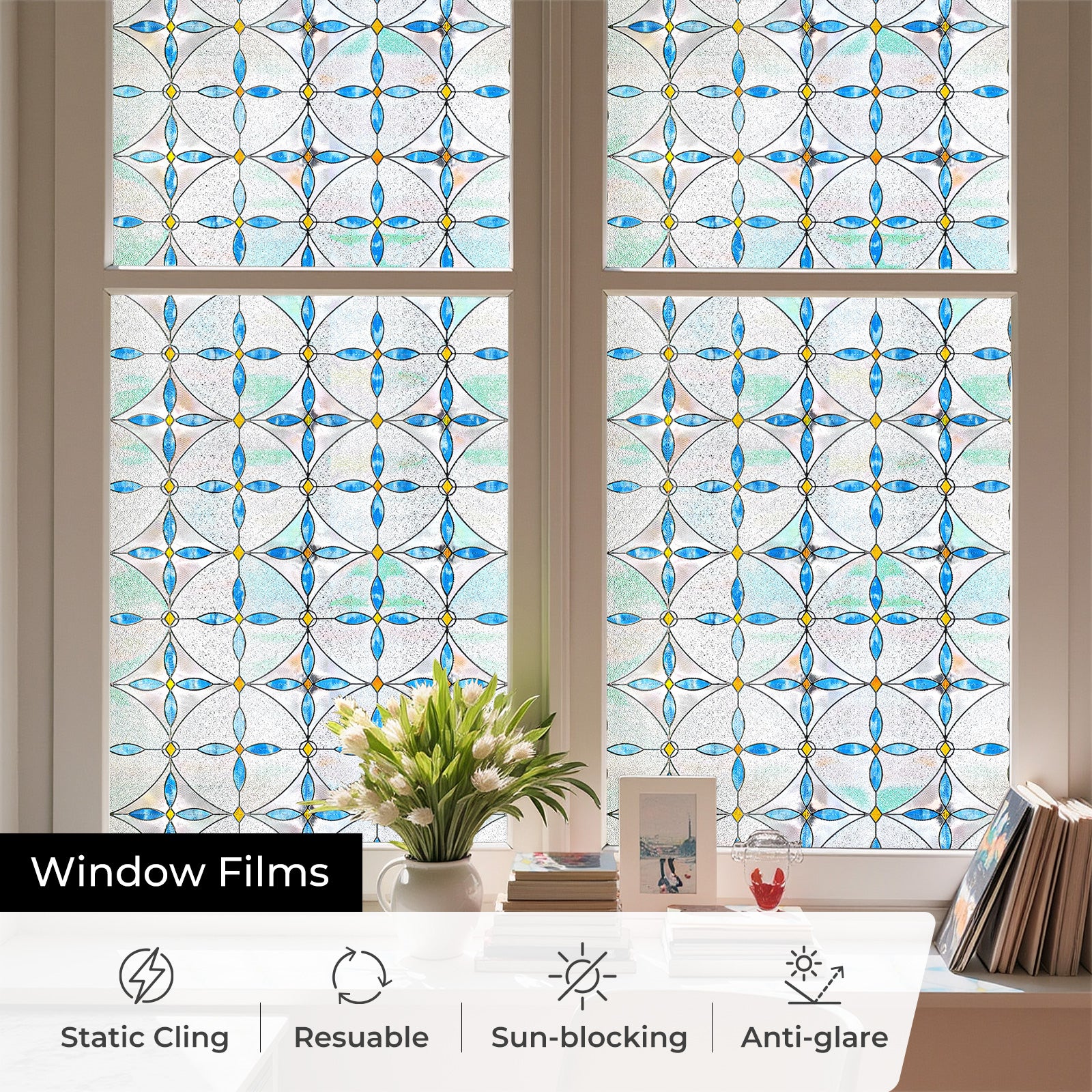 Film décoratif pour vitres en vitrail Westlight Charm