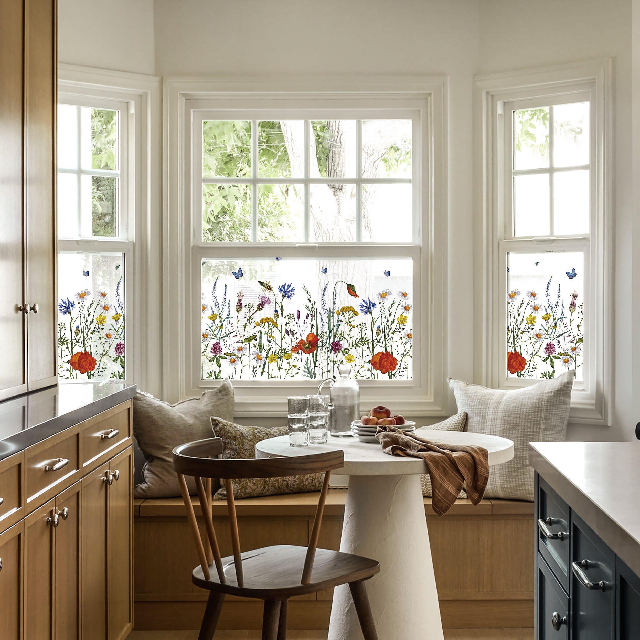 Butterfly Among Blossoms Glass Decorative Window Film