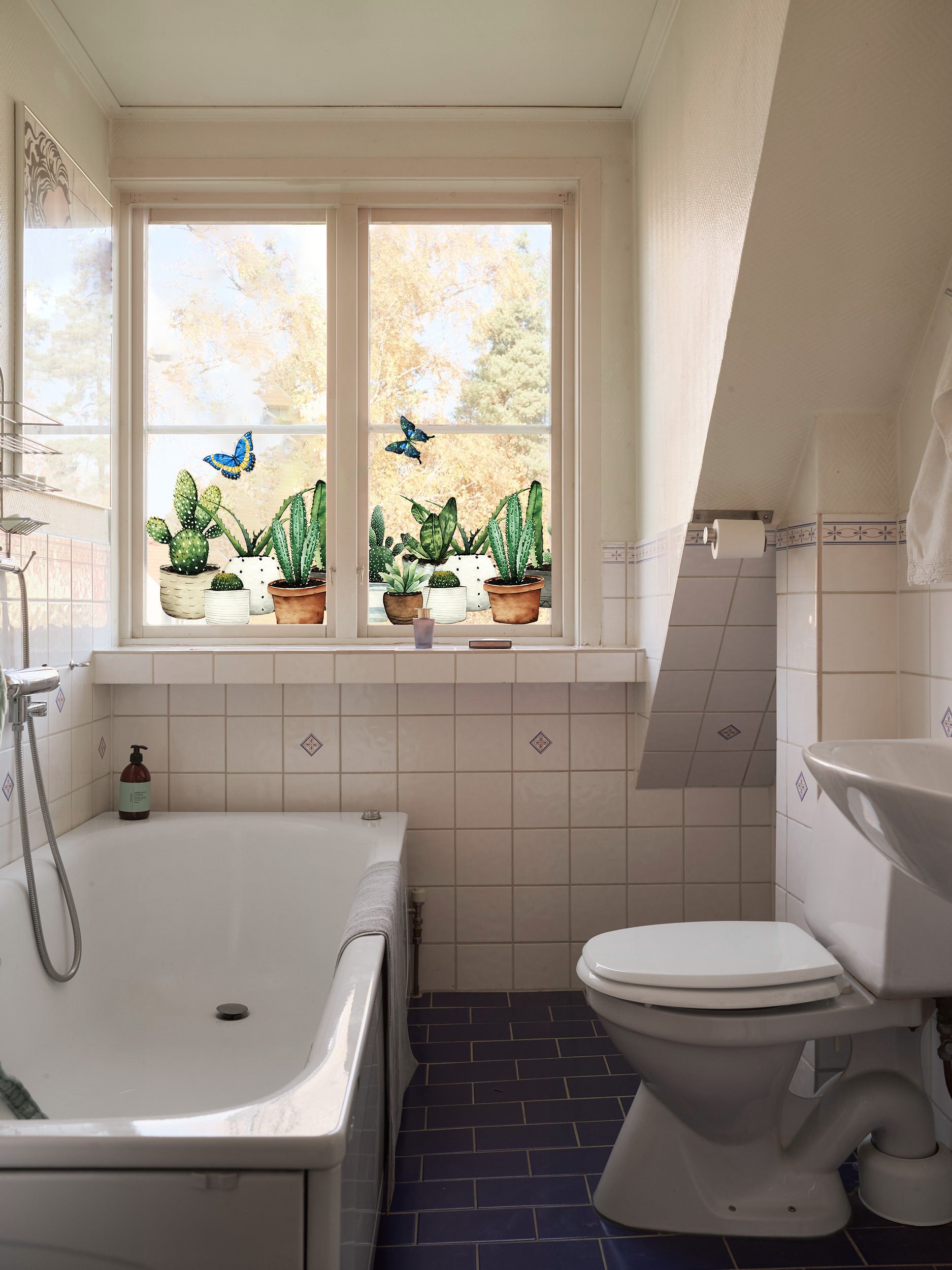 Film décoratif pour fenêtre en vitrail Cactus Garden