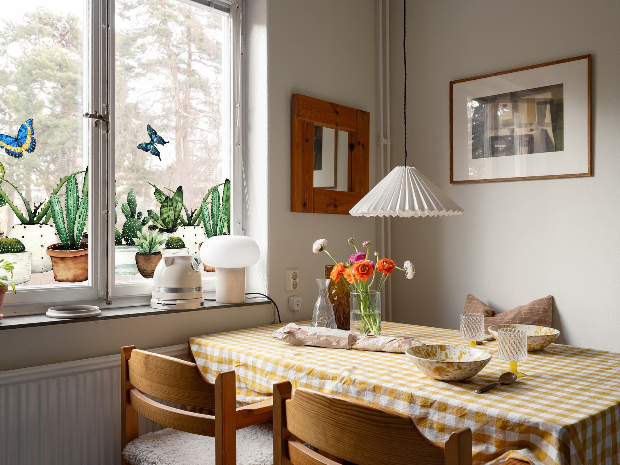 Film décoratif pour fenêtre en vitrail Cactus Garden