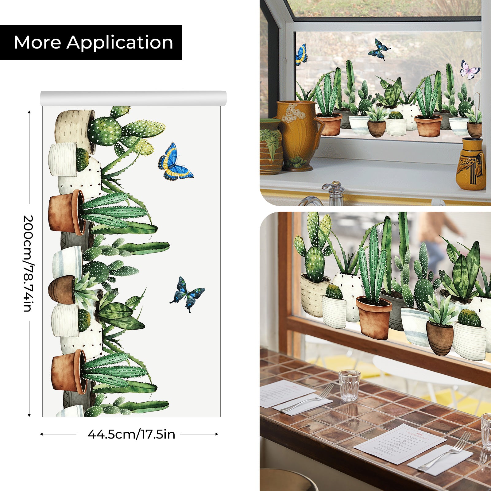 Film décoratif pour fenêtre en vitrail Cactus Garden