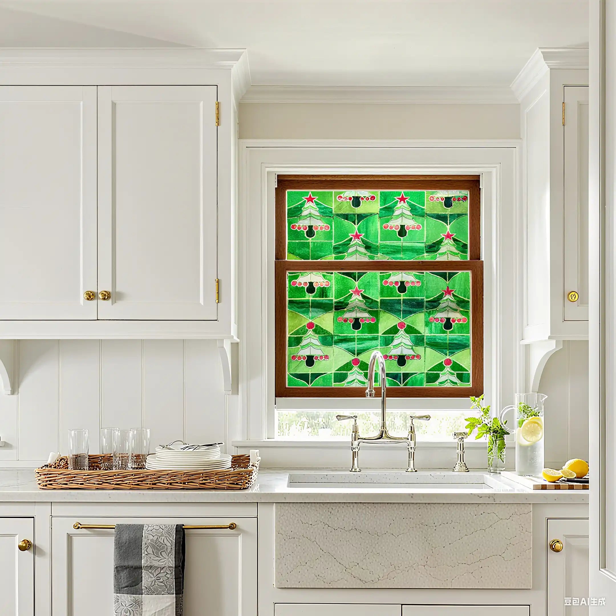 Christmas Forest Stained Glass Decorative Window Film